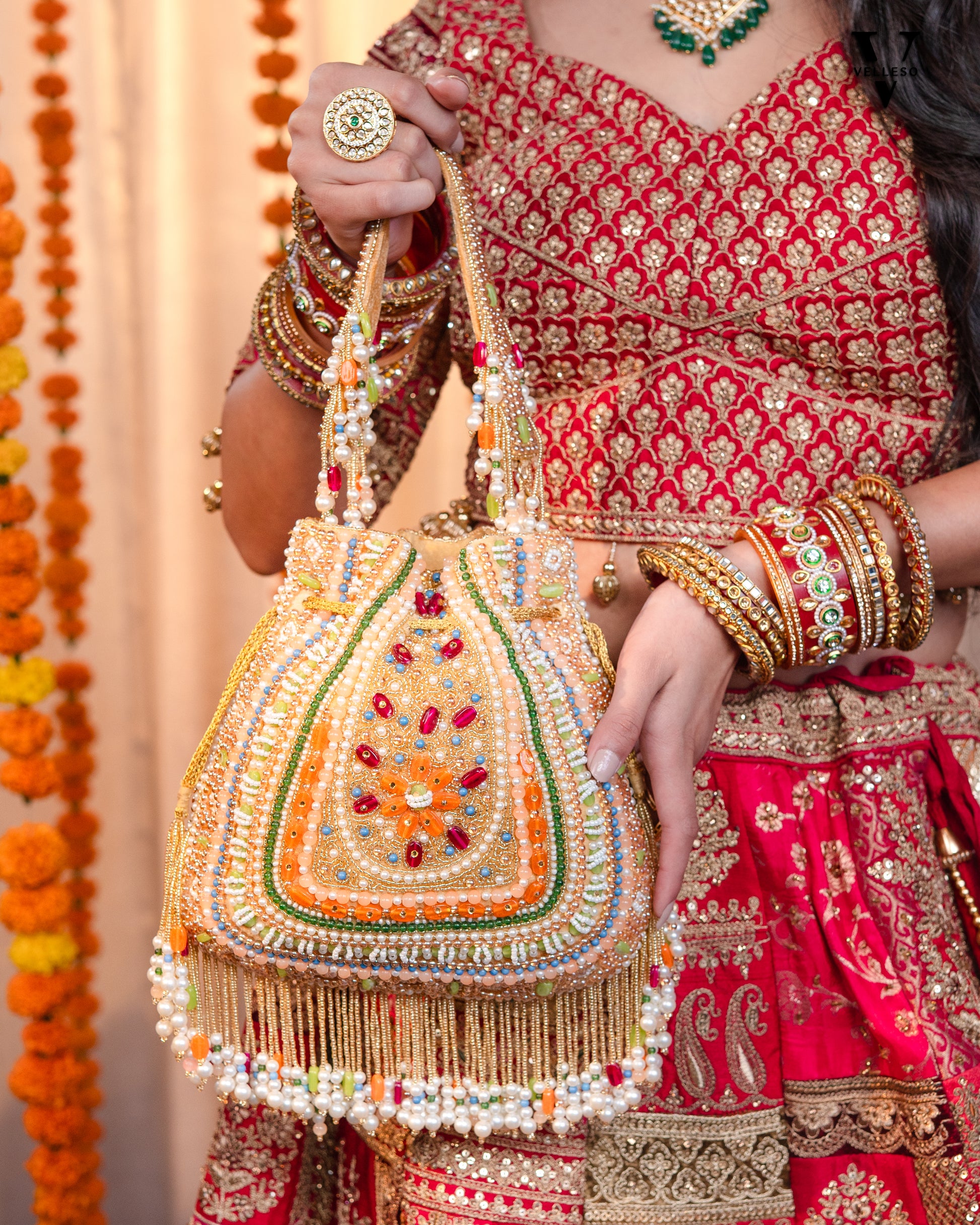 Amber Shahi – Handcrafted Royal Velvet Potli Bag