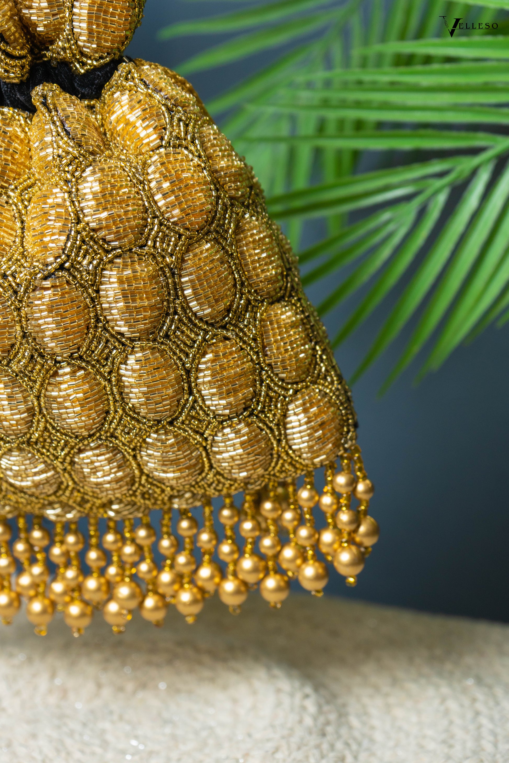 Solana Gold Beaded Potli