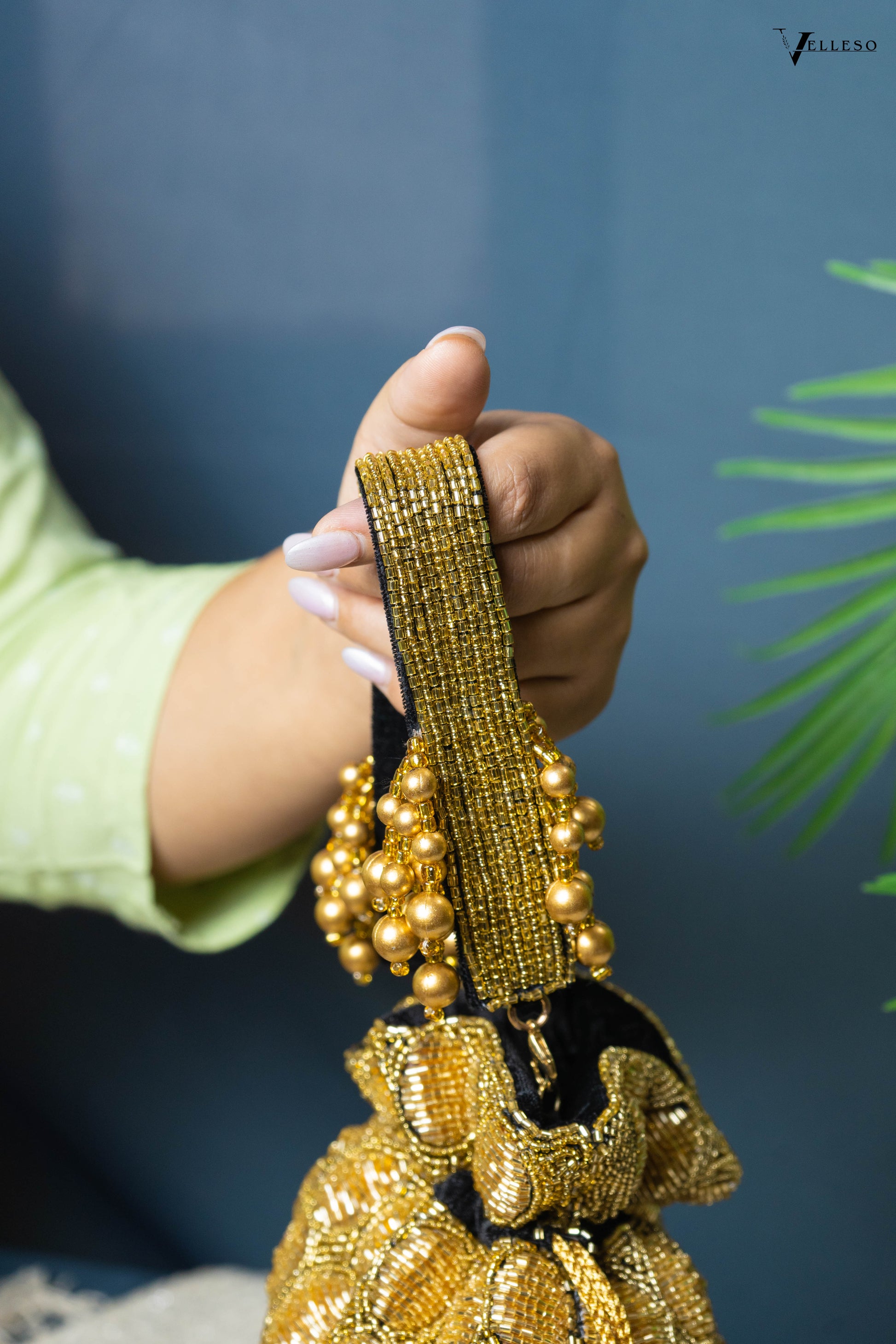 Solana Gold Beaded Potli