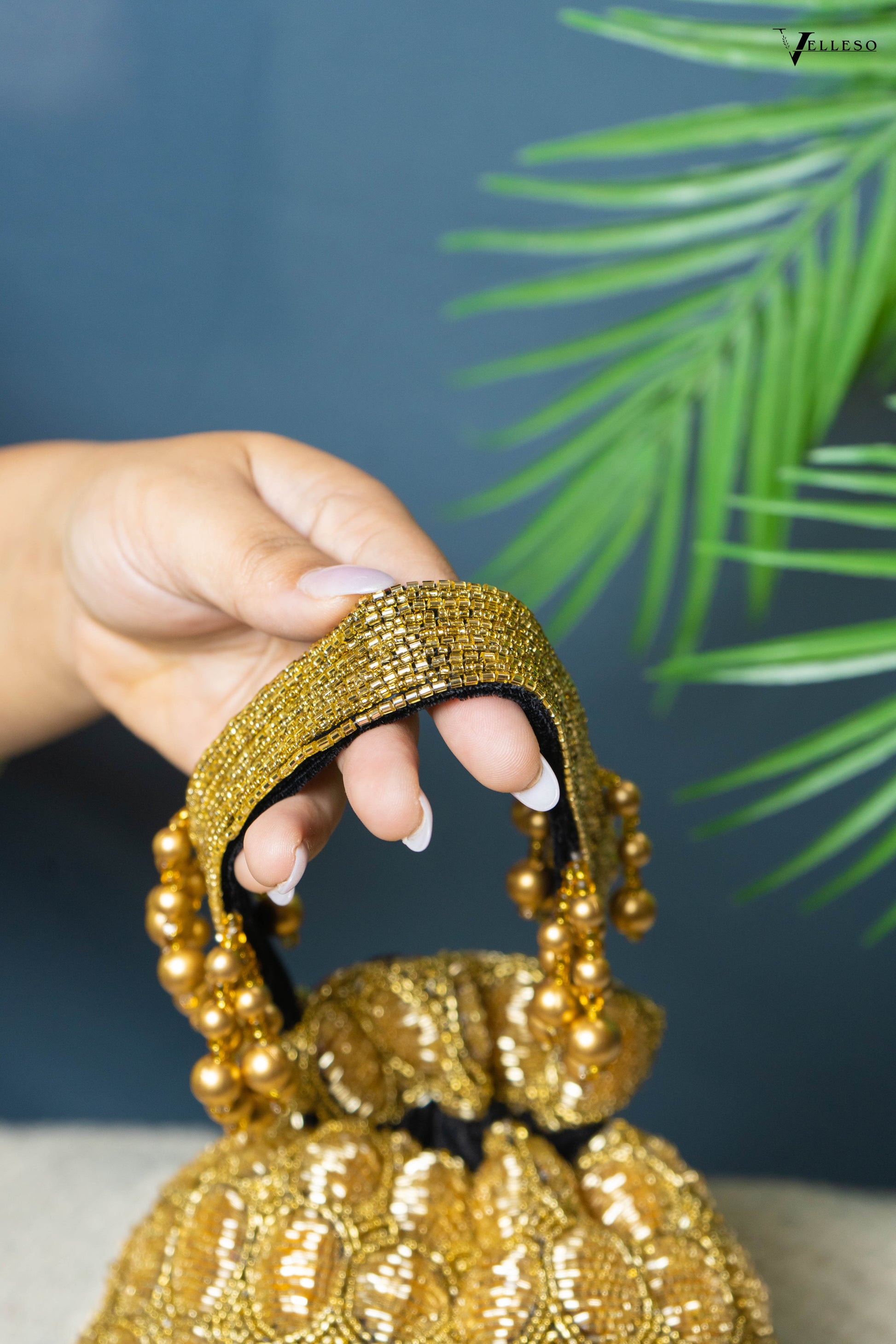 Solana Gold Beaded Potli