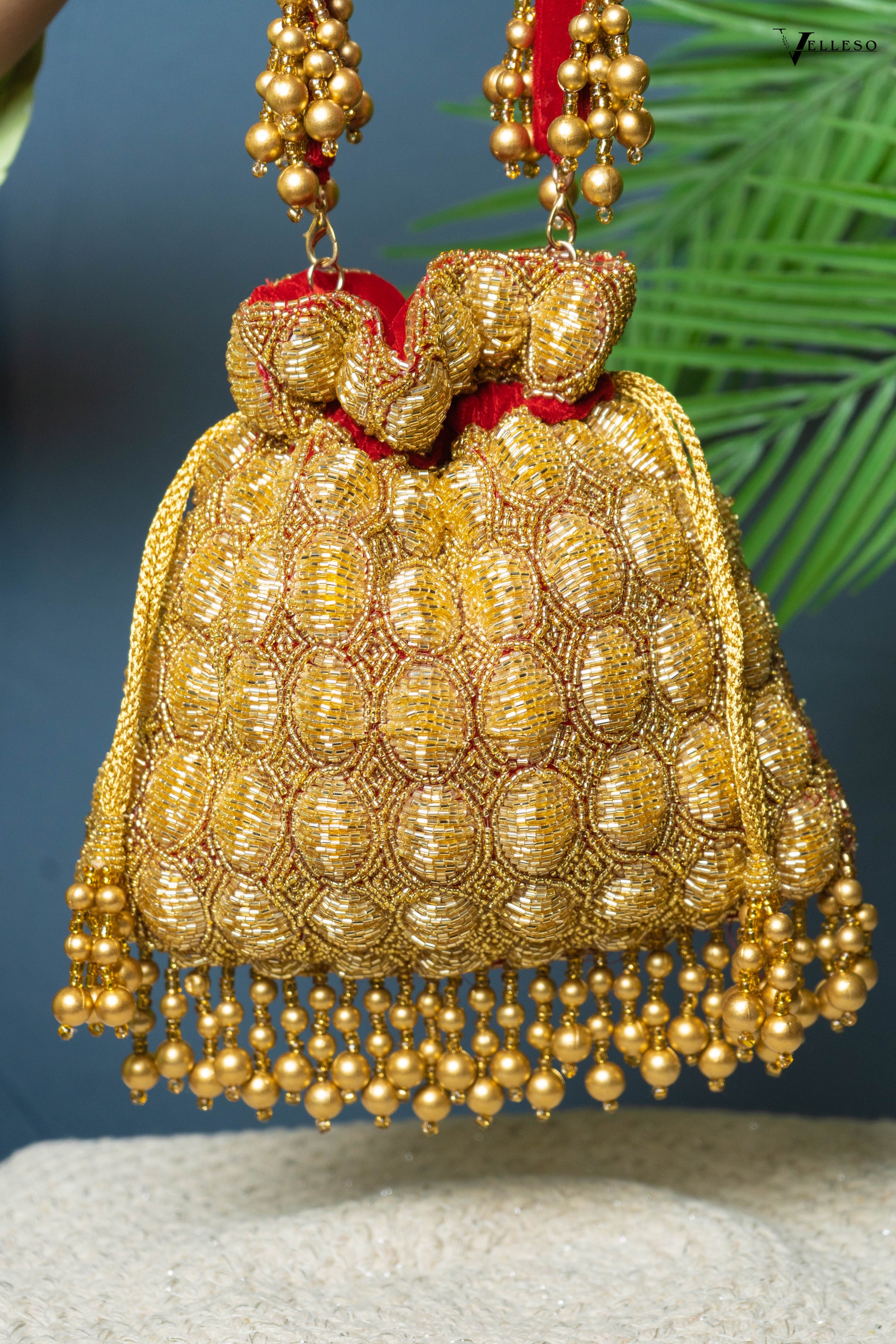 Solana Gold Beaded Potli