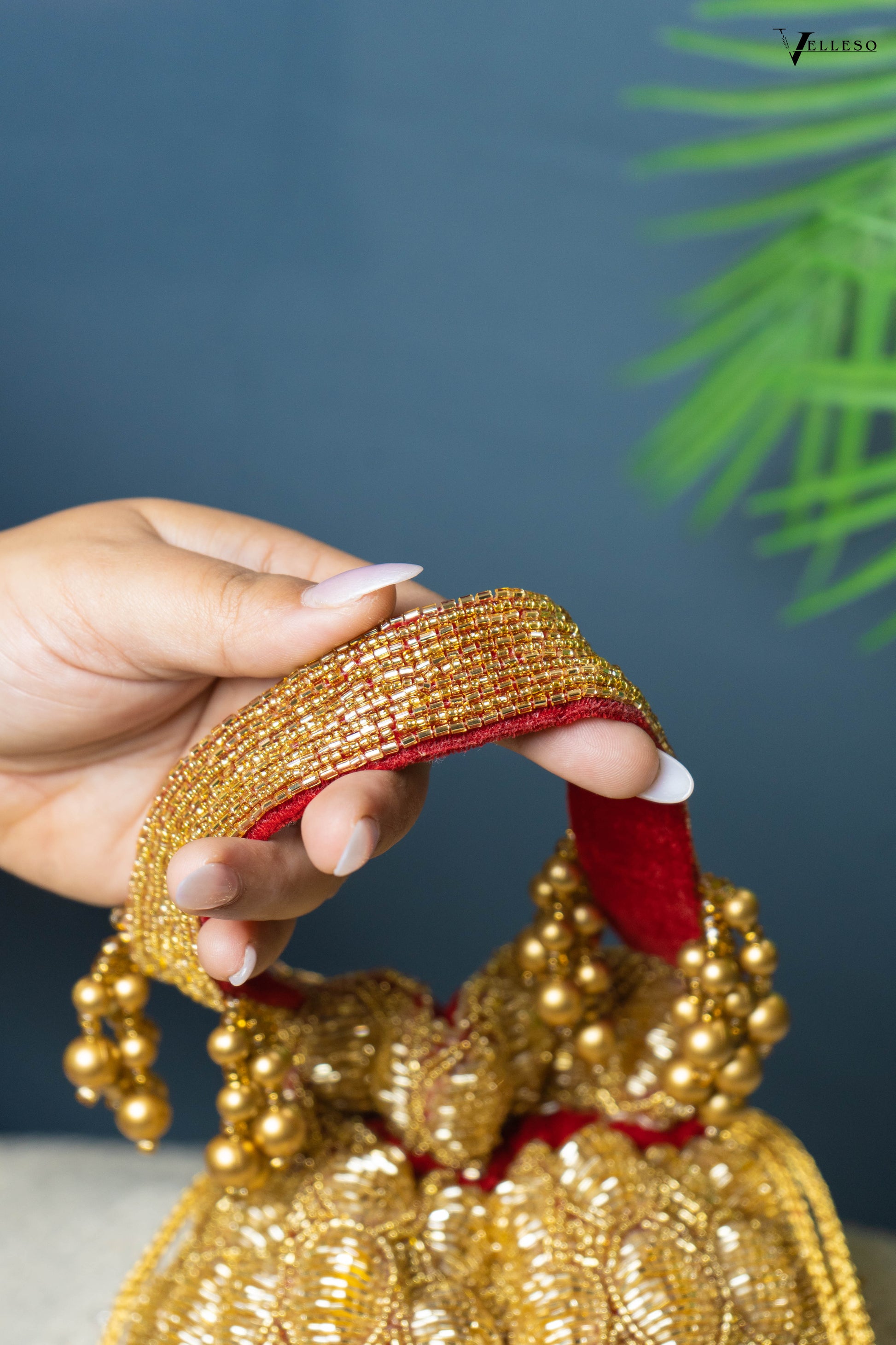 Solana Gold Beaded Potli