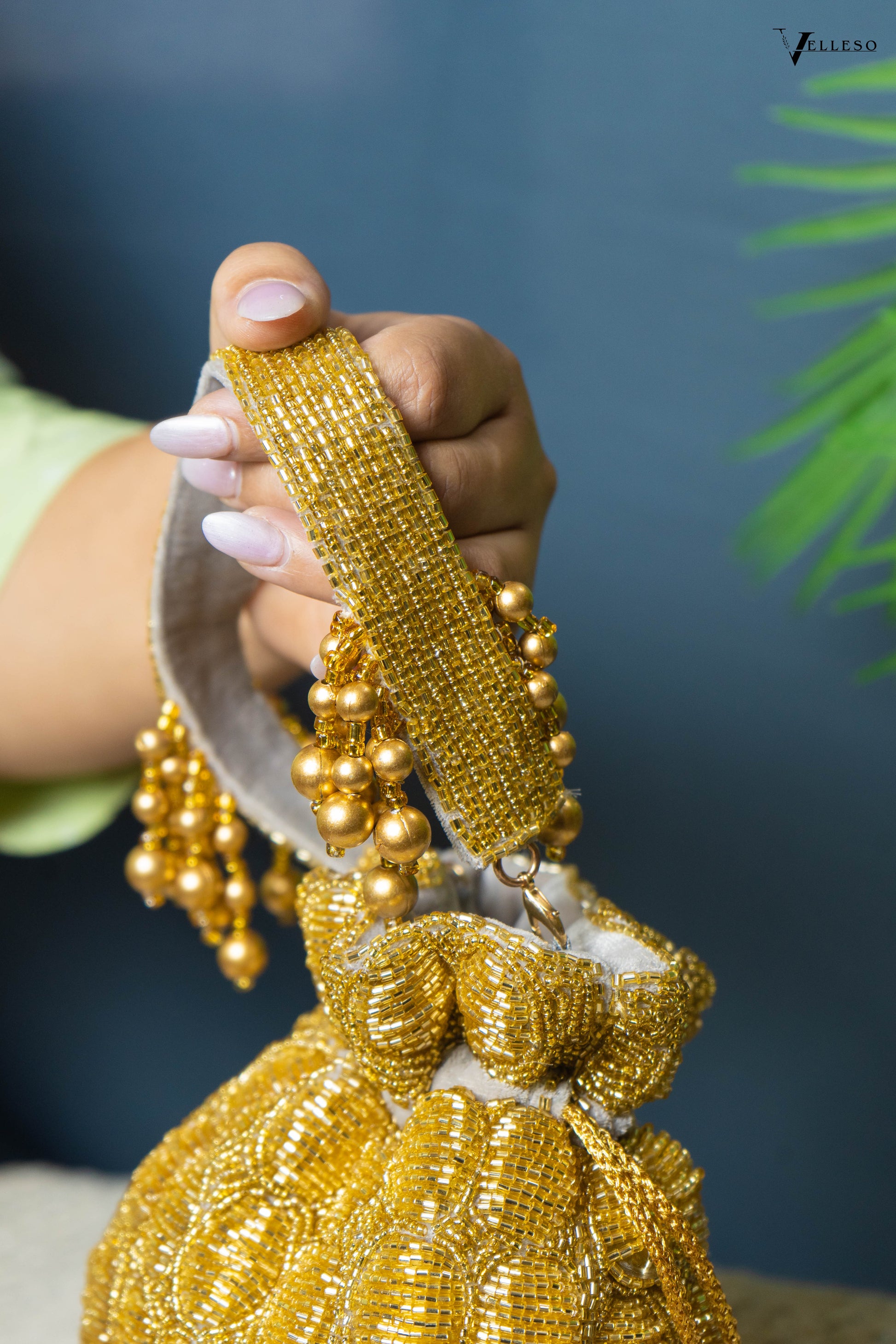 Solana Gold Beaded Potli