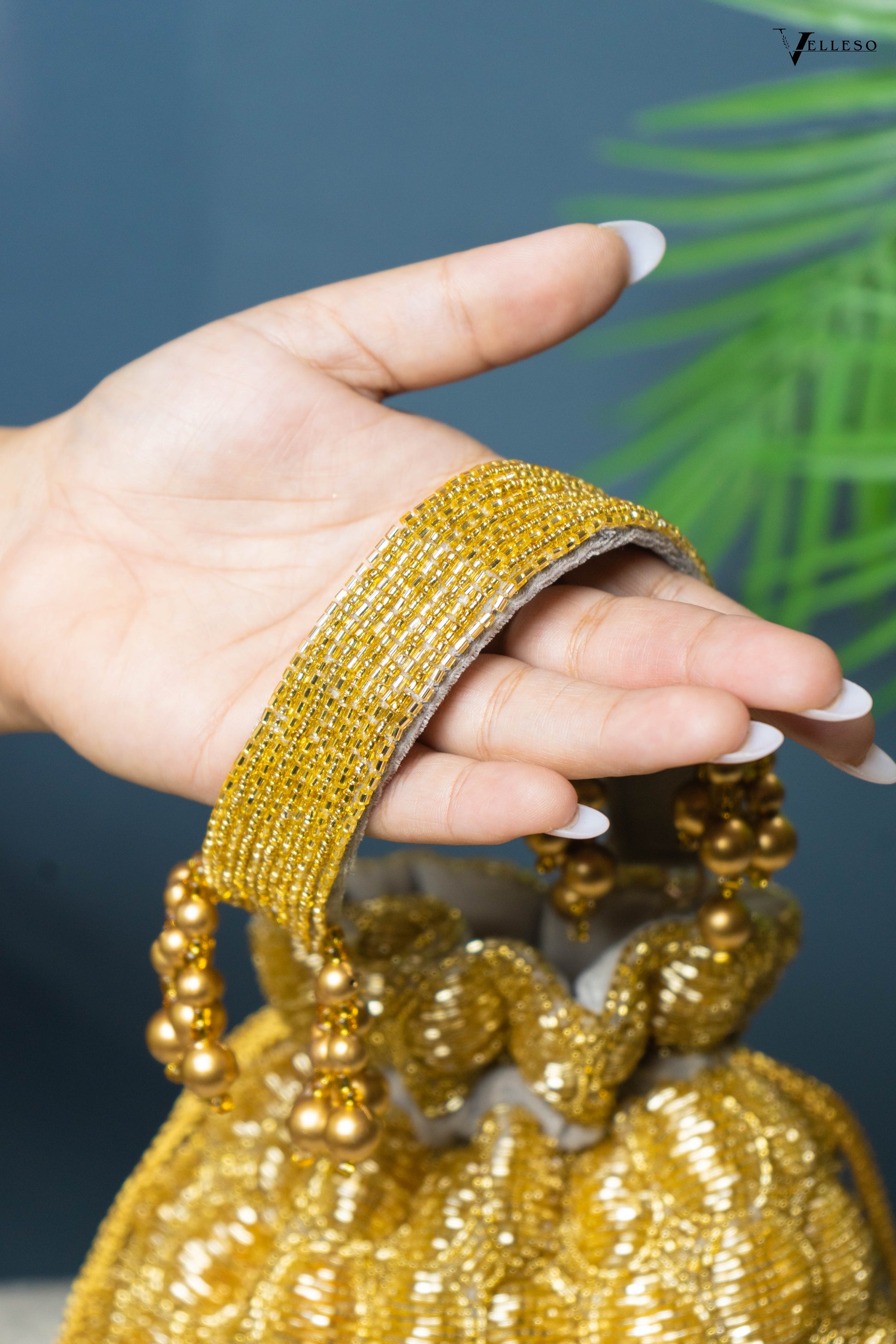 Solana Gold Beaded Potli