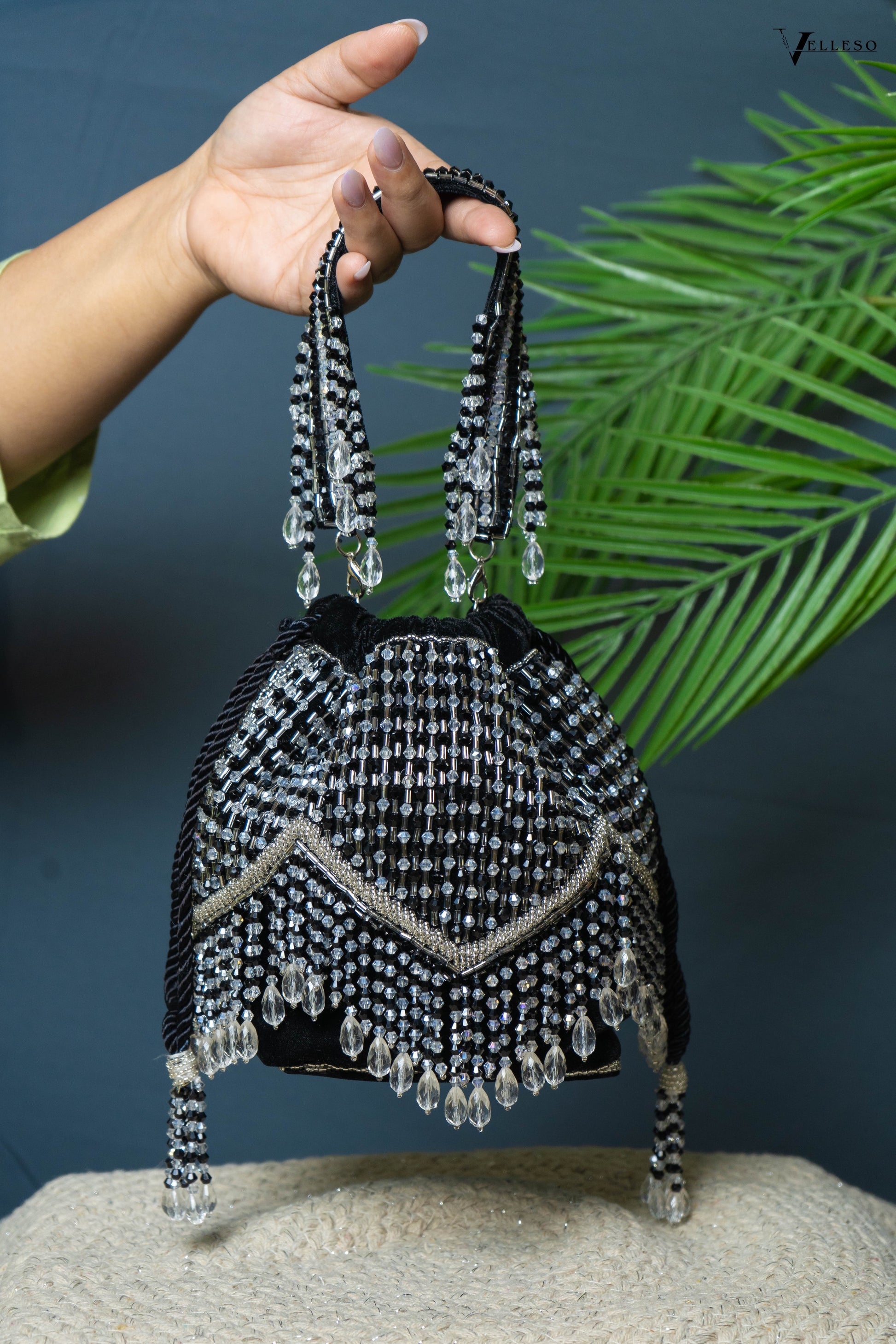 Elira Crystal Fringe Potli