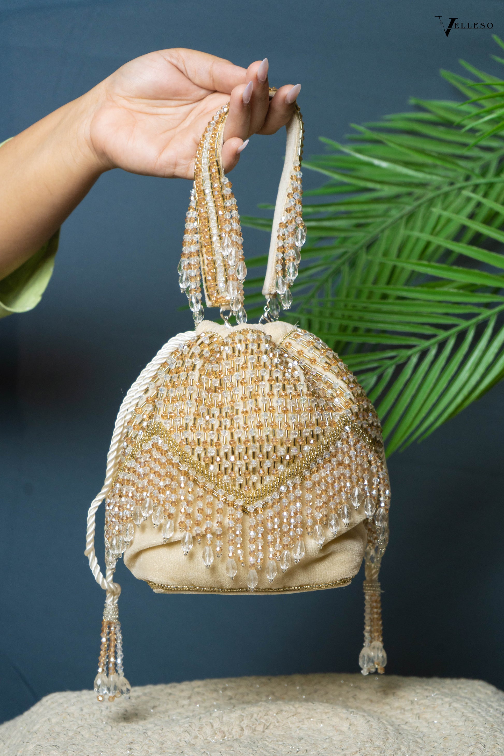 Elira Crystal Fringe Potli