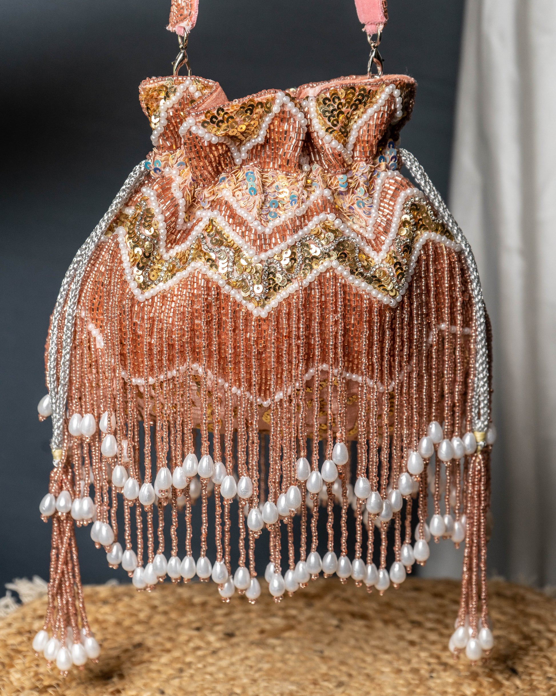 Zarifa Rose Fringe Potli