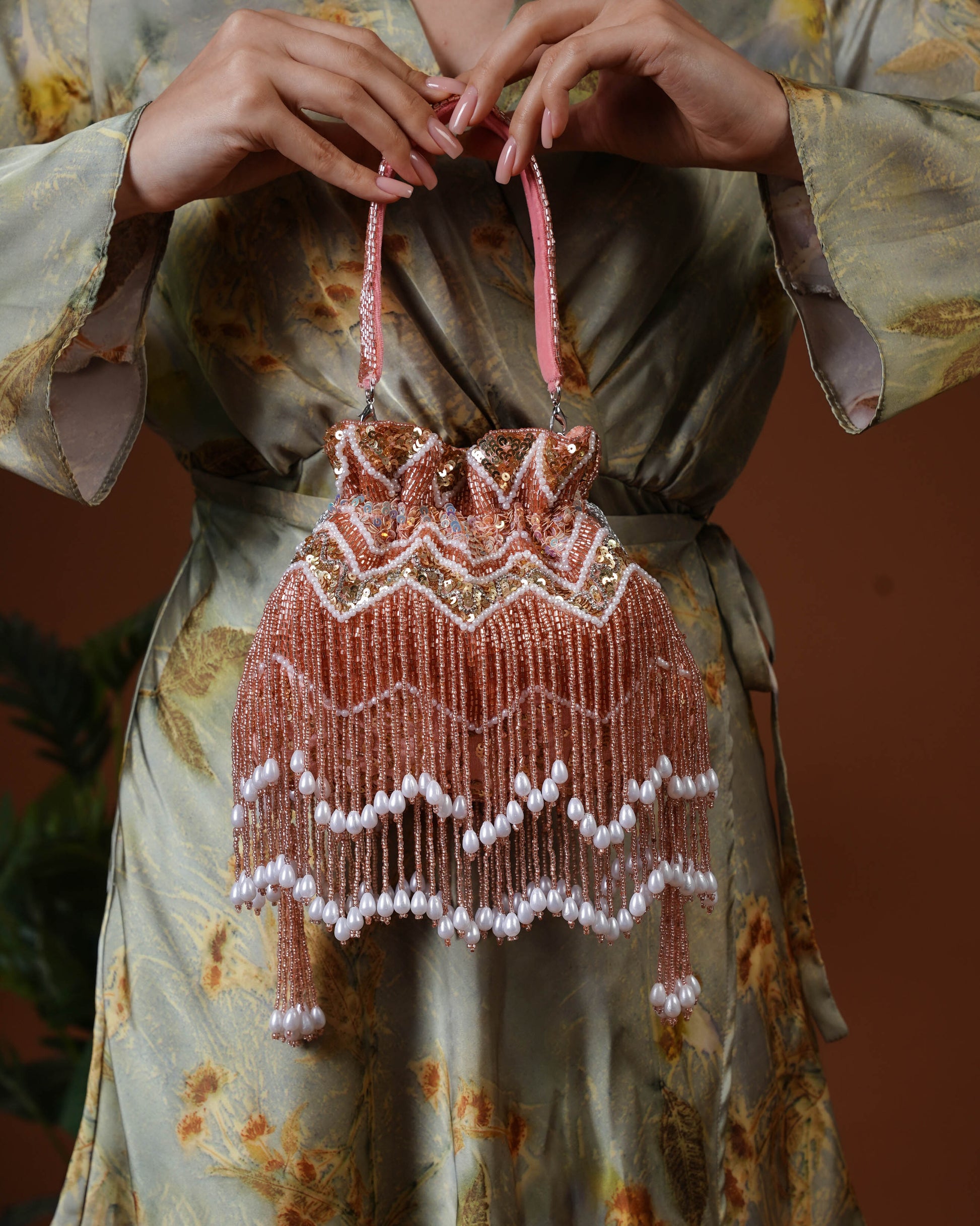 Zarifa Rose Fringe Potli