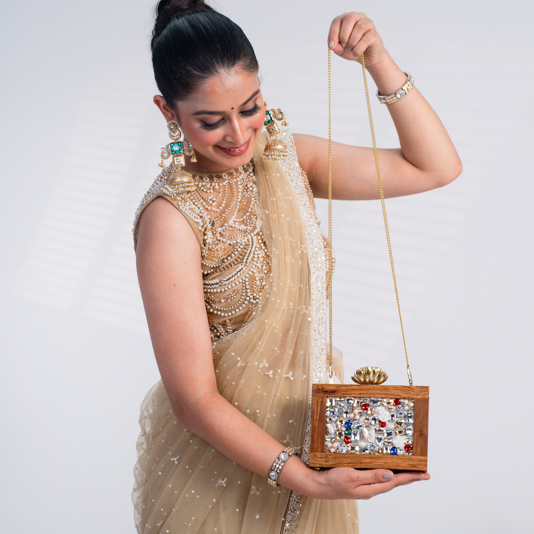 Zaria Jewelwood Clutch