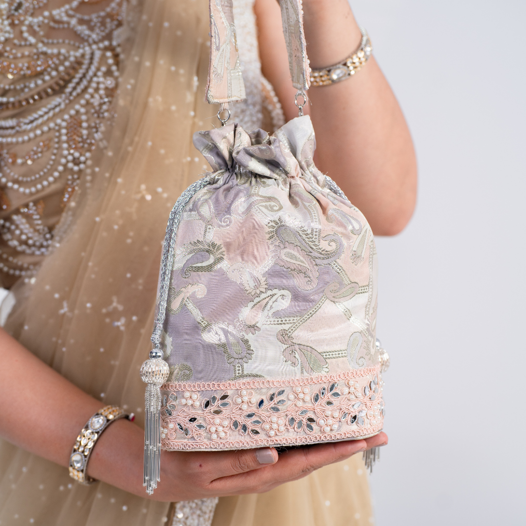 Aaira Blush Paisley Potli Bag