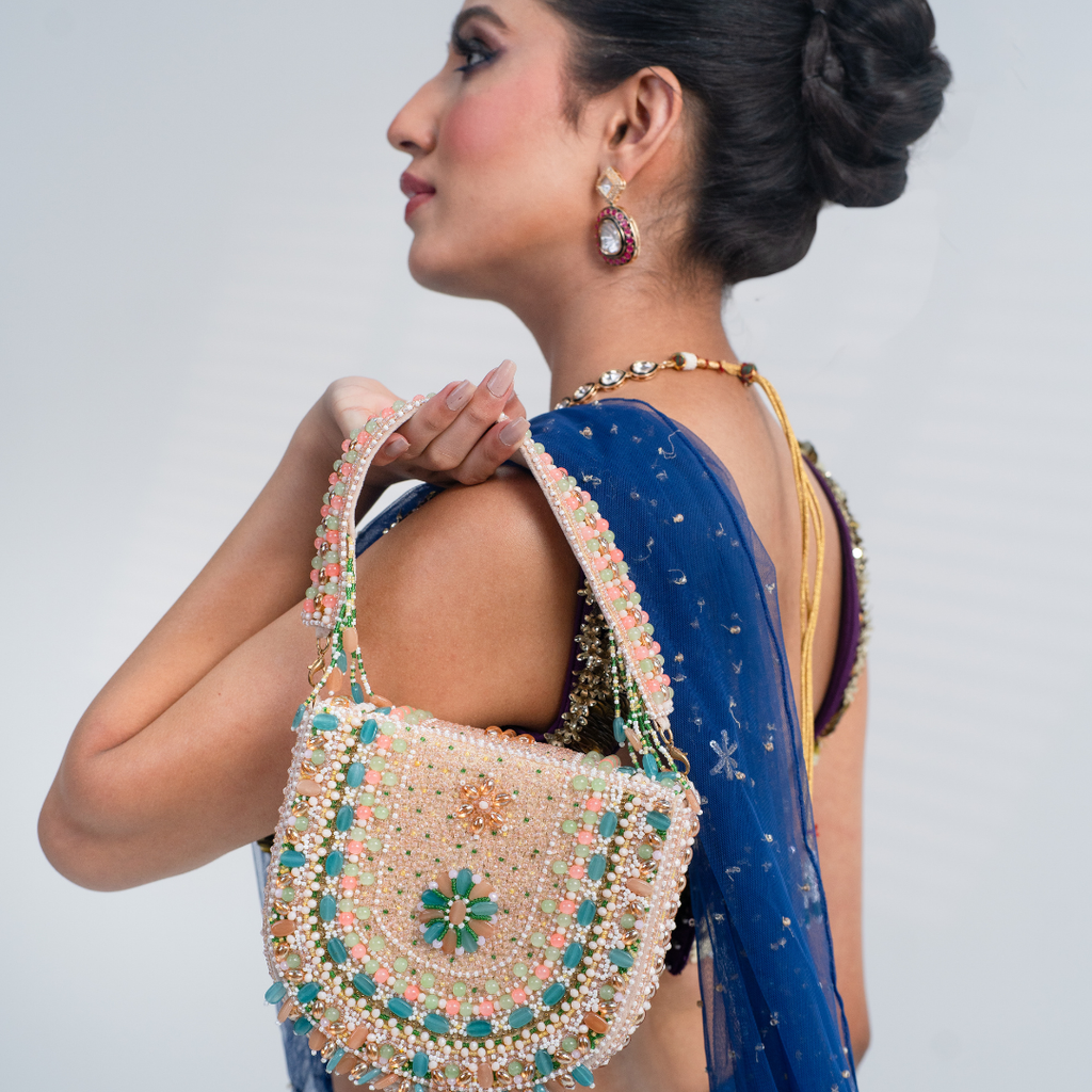 Seaside Bloom Beaded Handbag