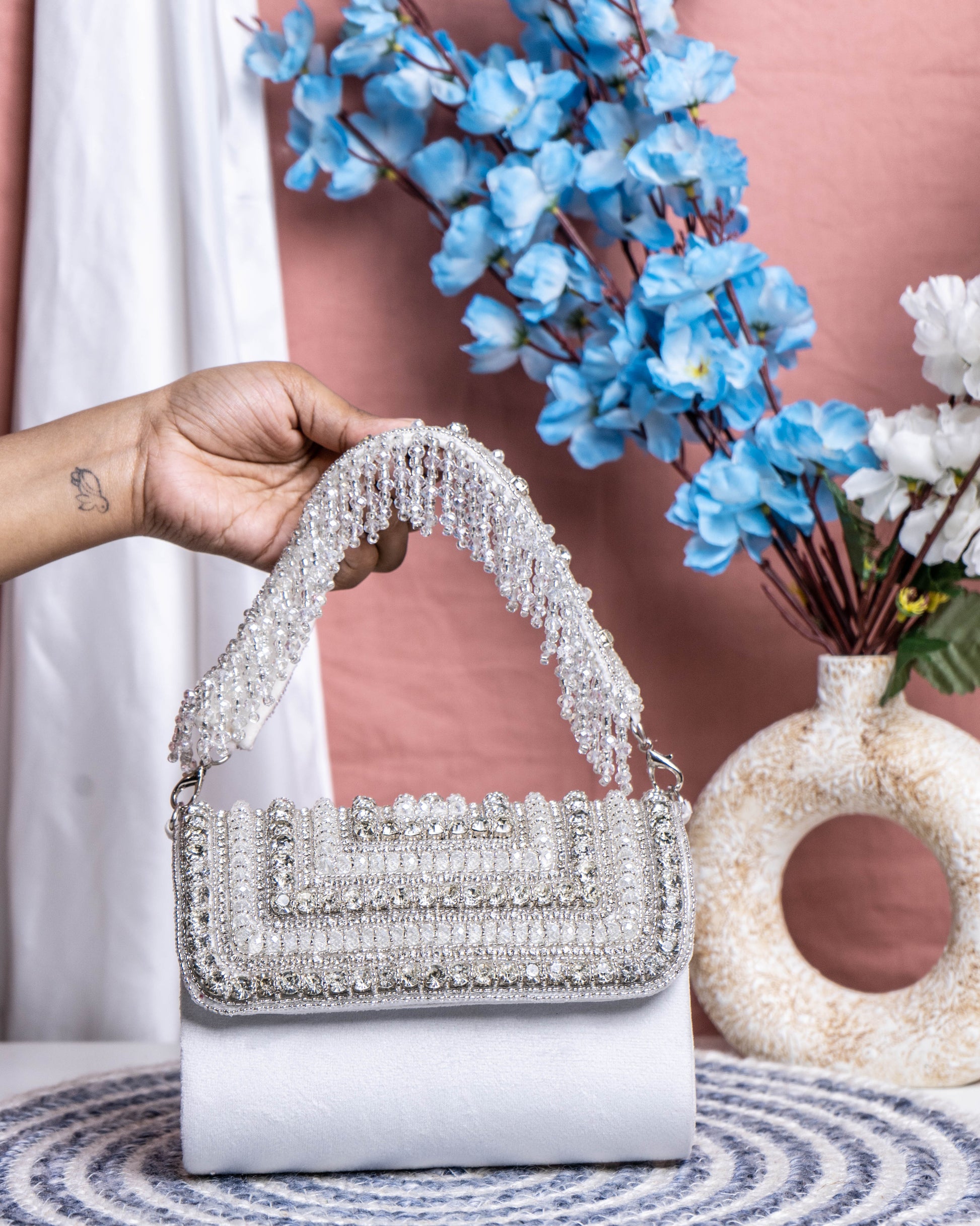 Nouréa Crystal Pearl Flap Bag