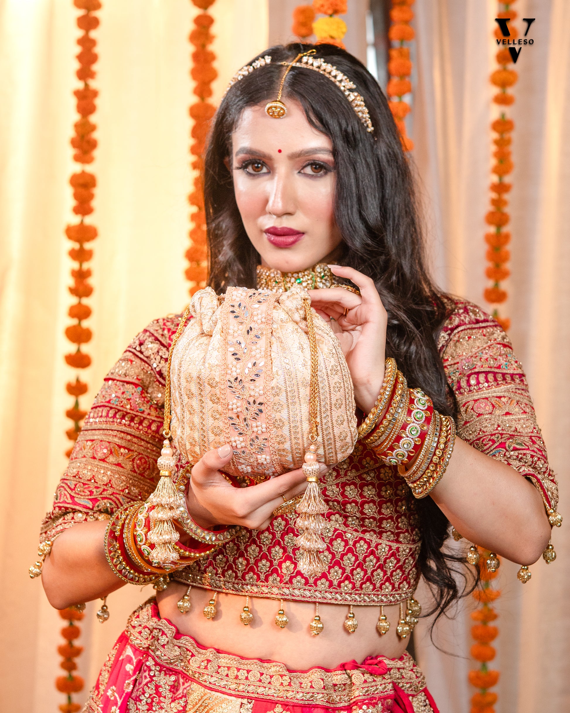 Noorira Blush Gold Potli Bag