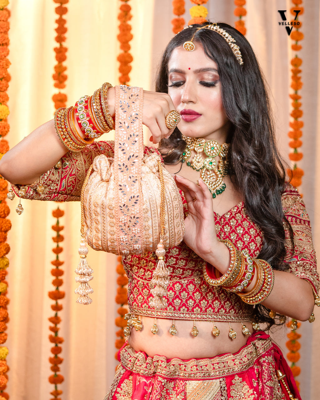 Noorira Blush Gold Potli Bag