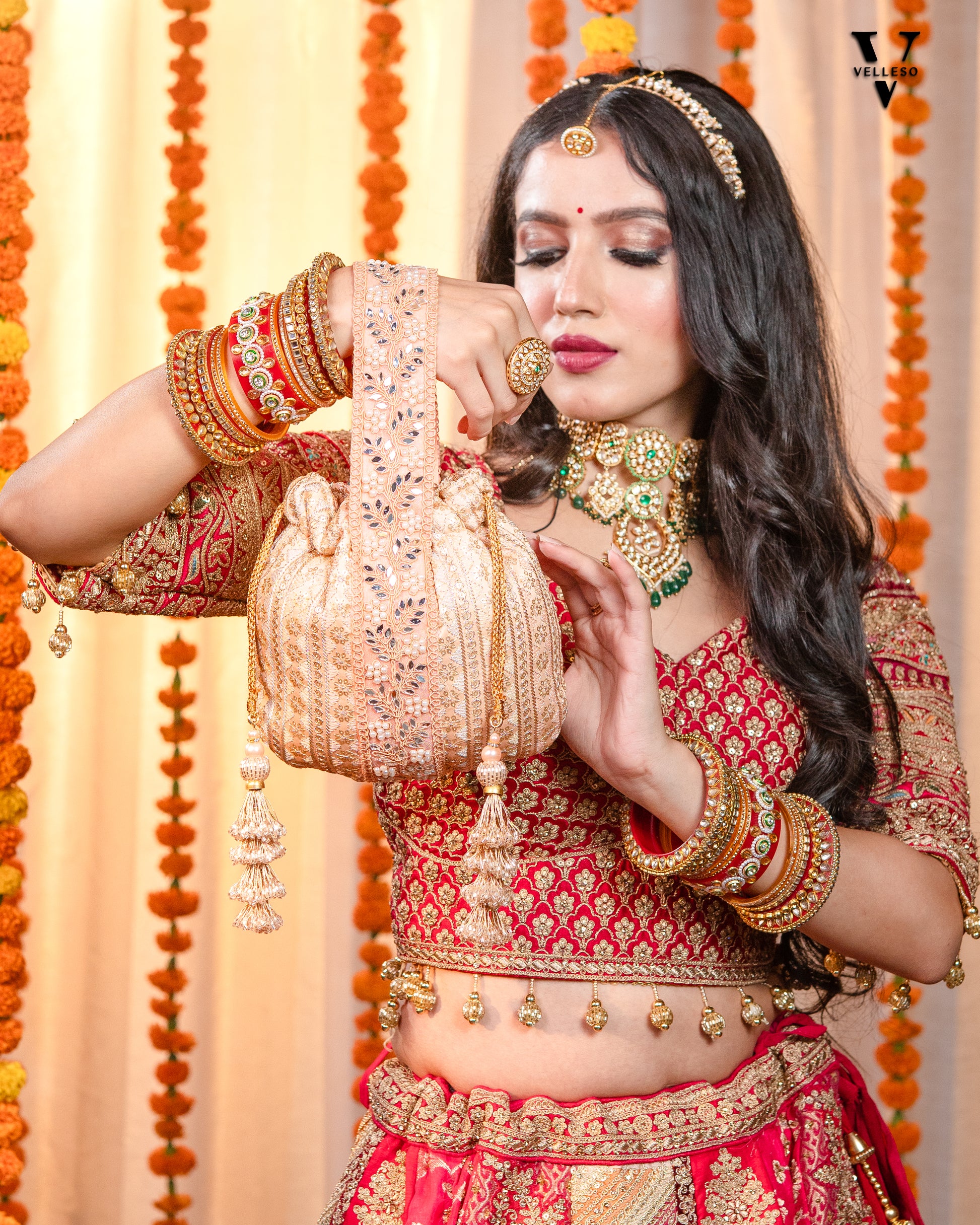 Noorira Blush Gold Potli Bag