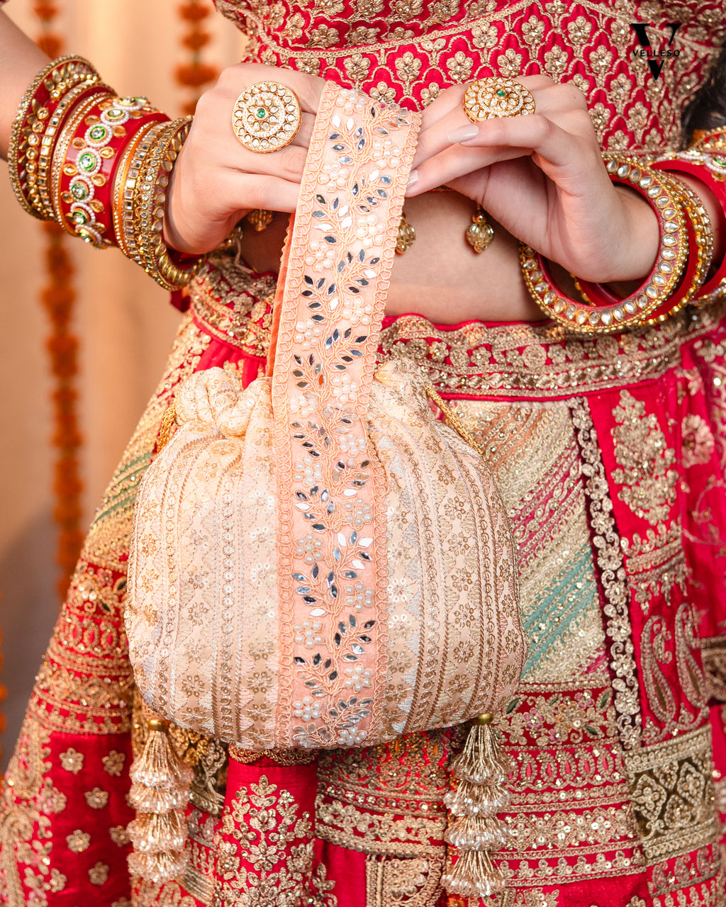 Noorira Blush Gold Potli Bag