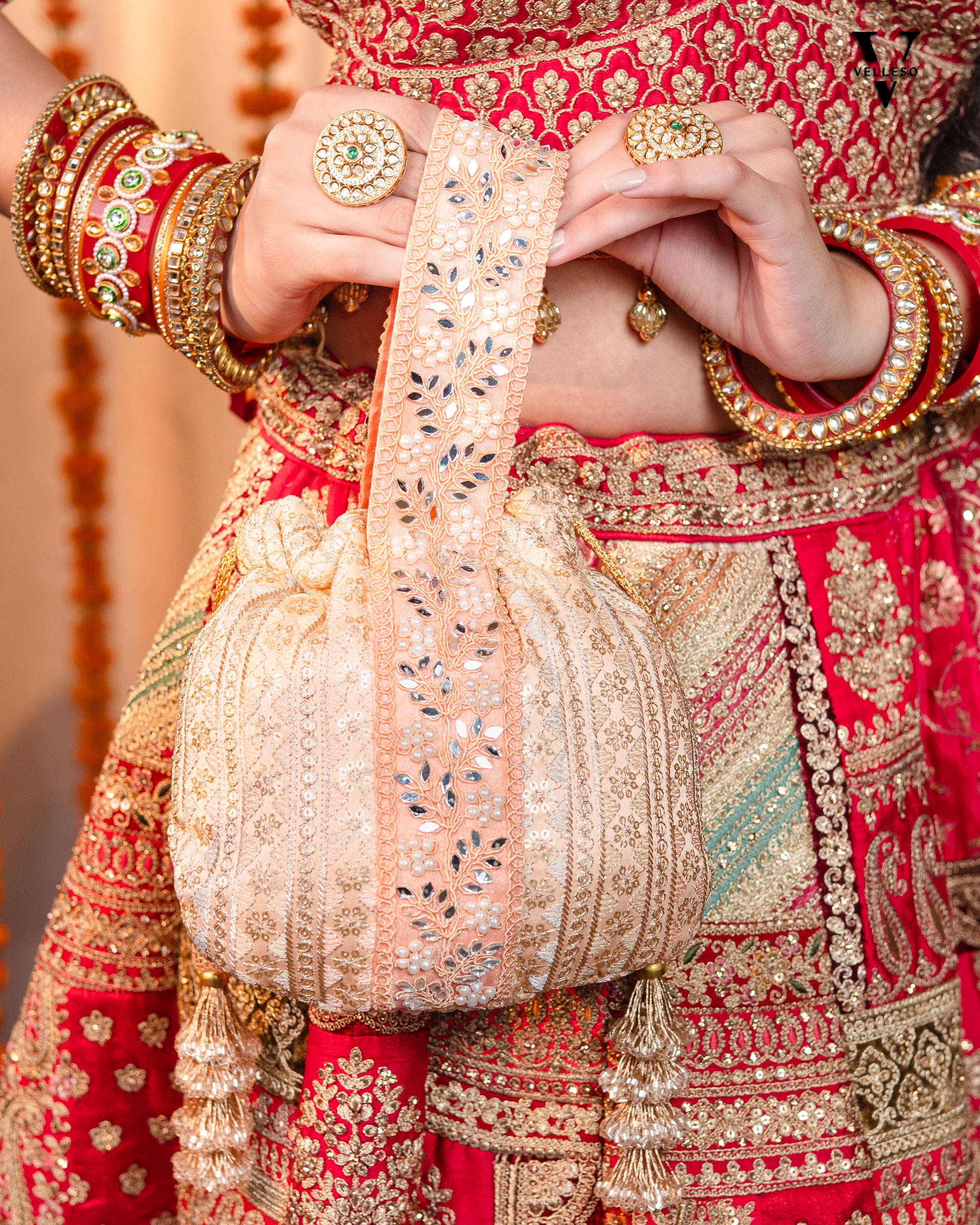 Noorira Blush Gold Potli Bag
