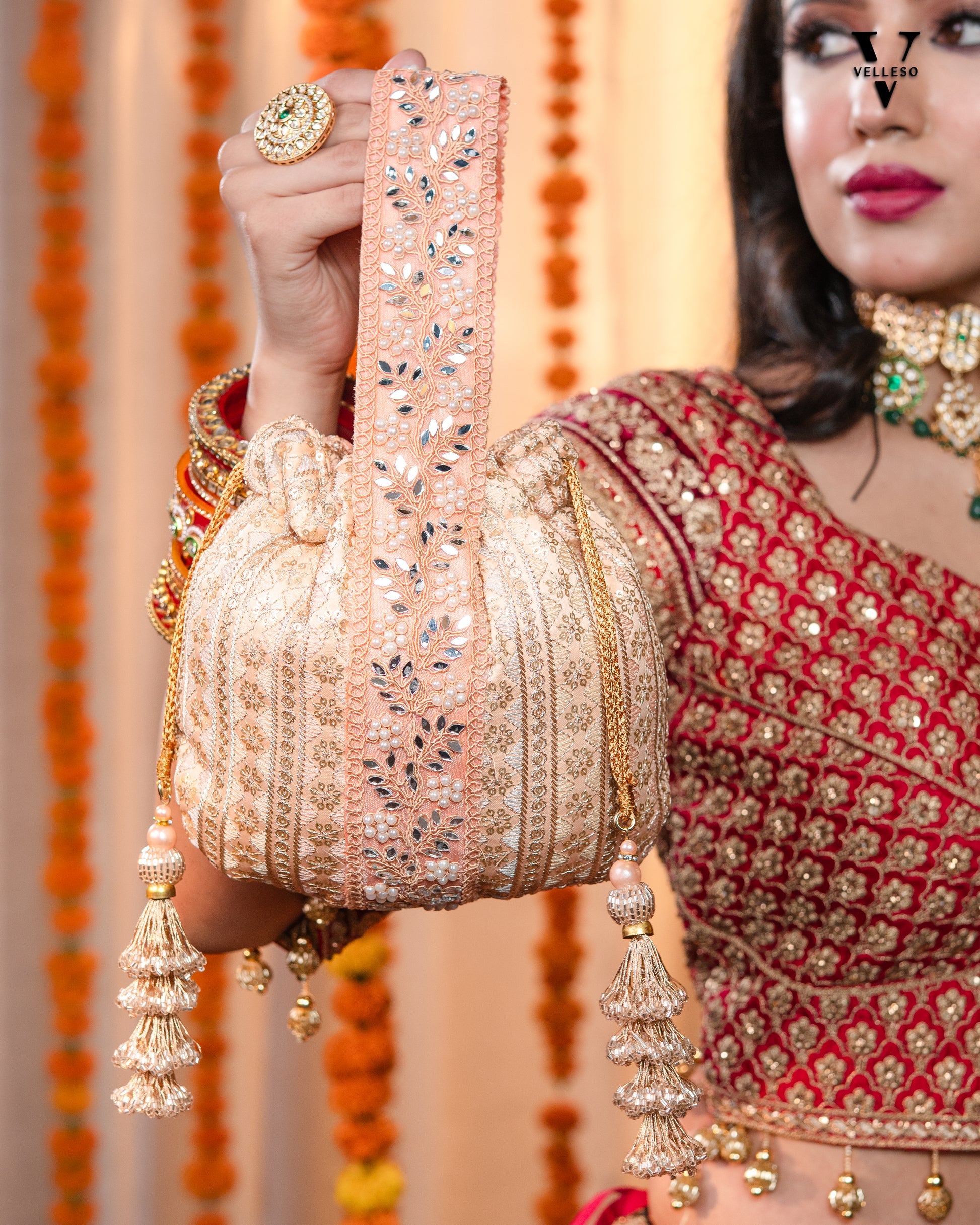 Noorira Blush Gold Potli Bag