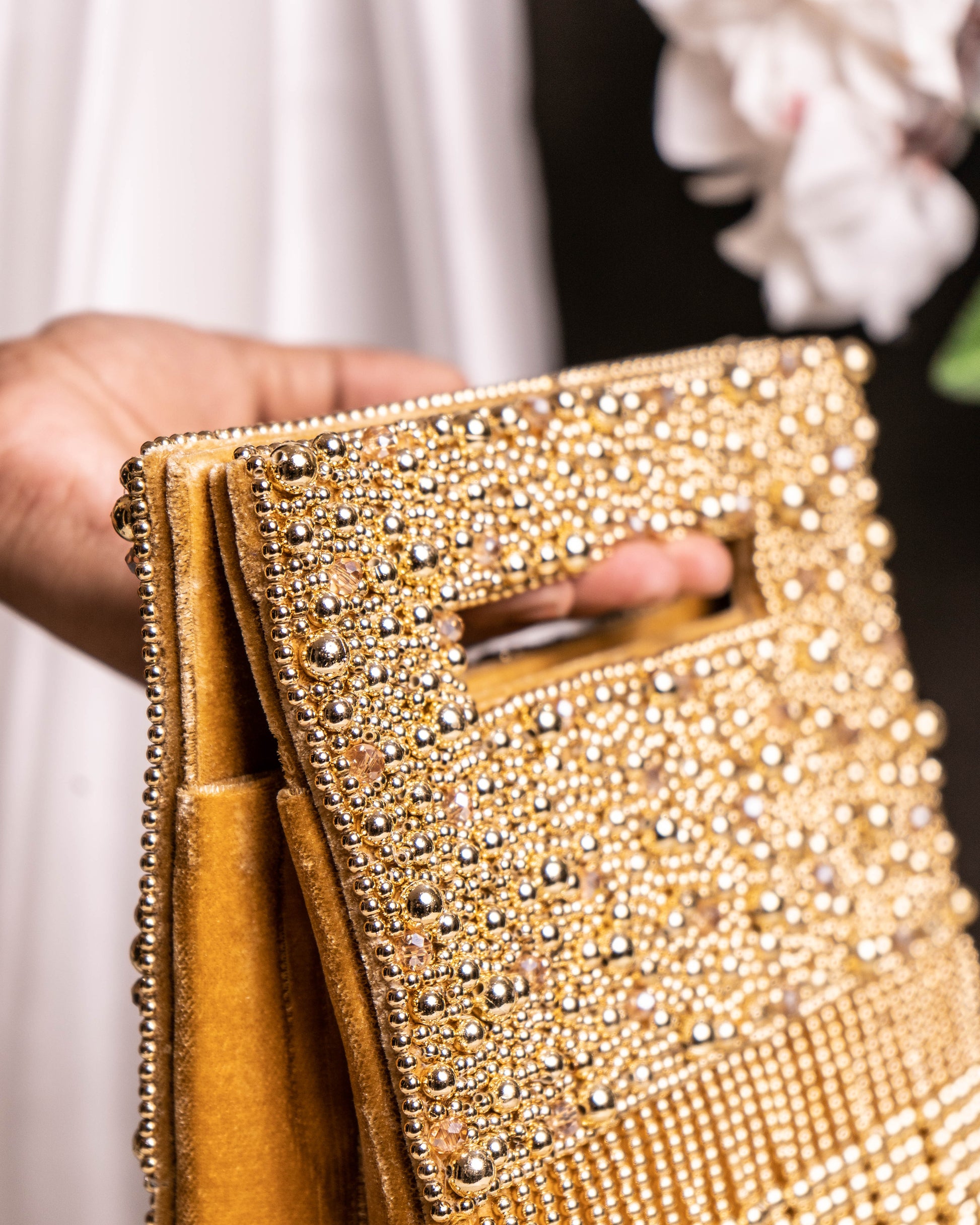 Noor Jahan Regal Crimson Beaded Fringe Clutch