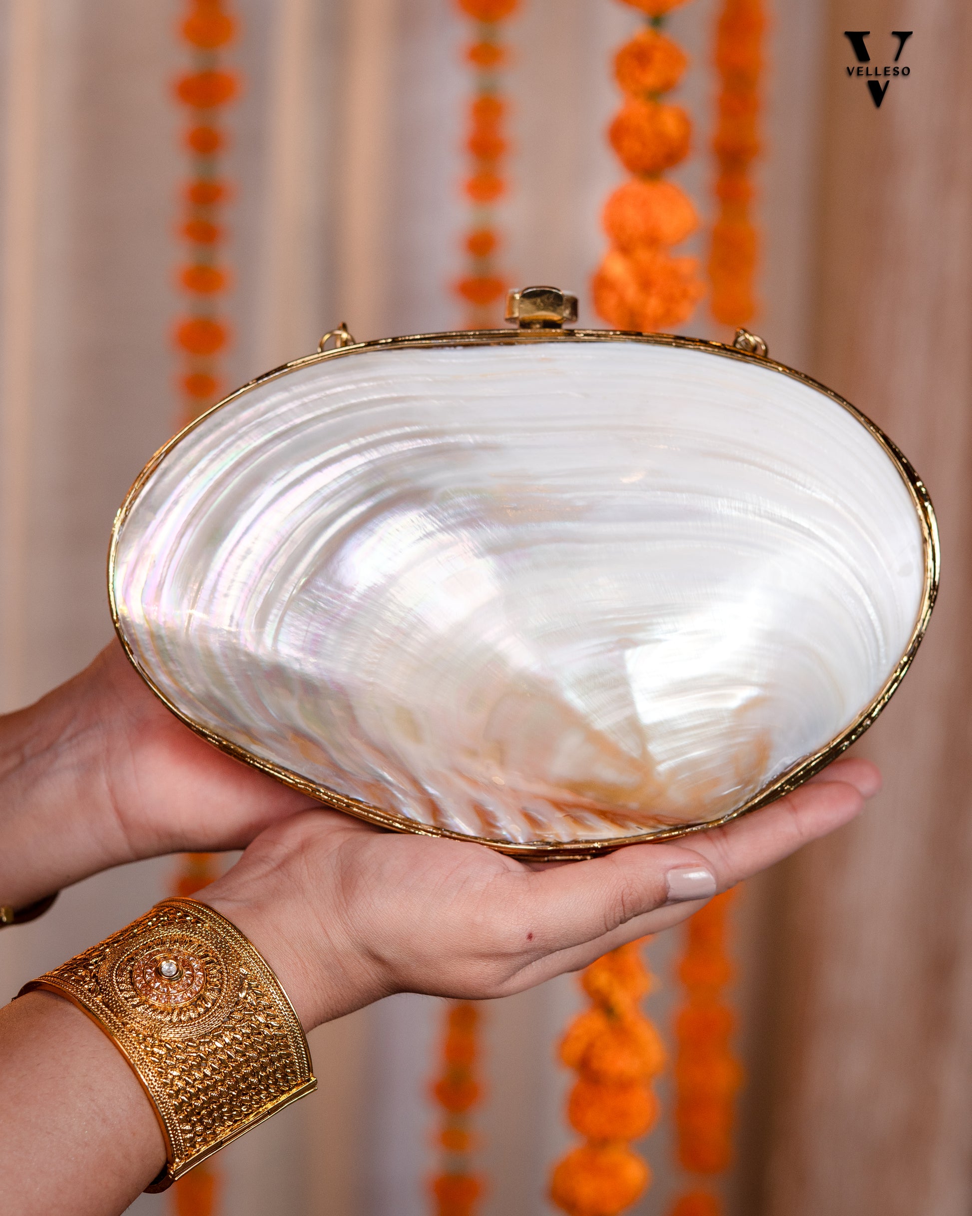 Aurira Oval MOP Clutch Bag