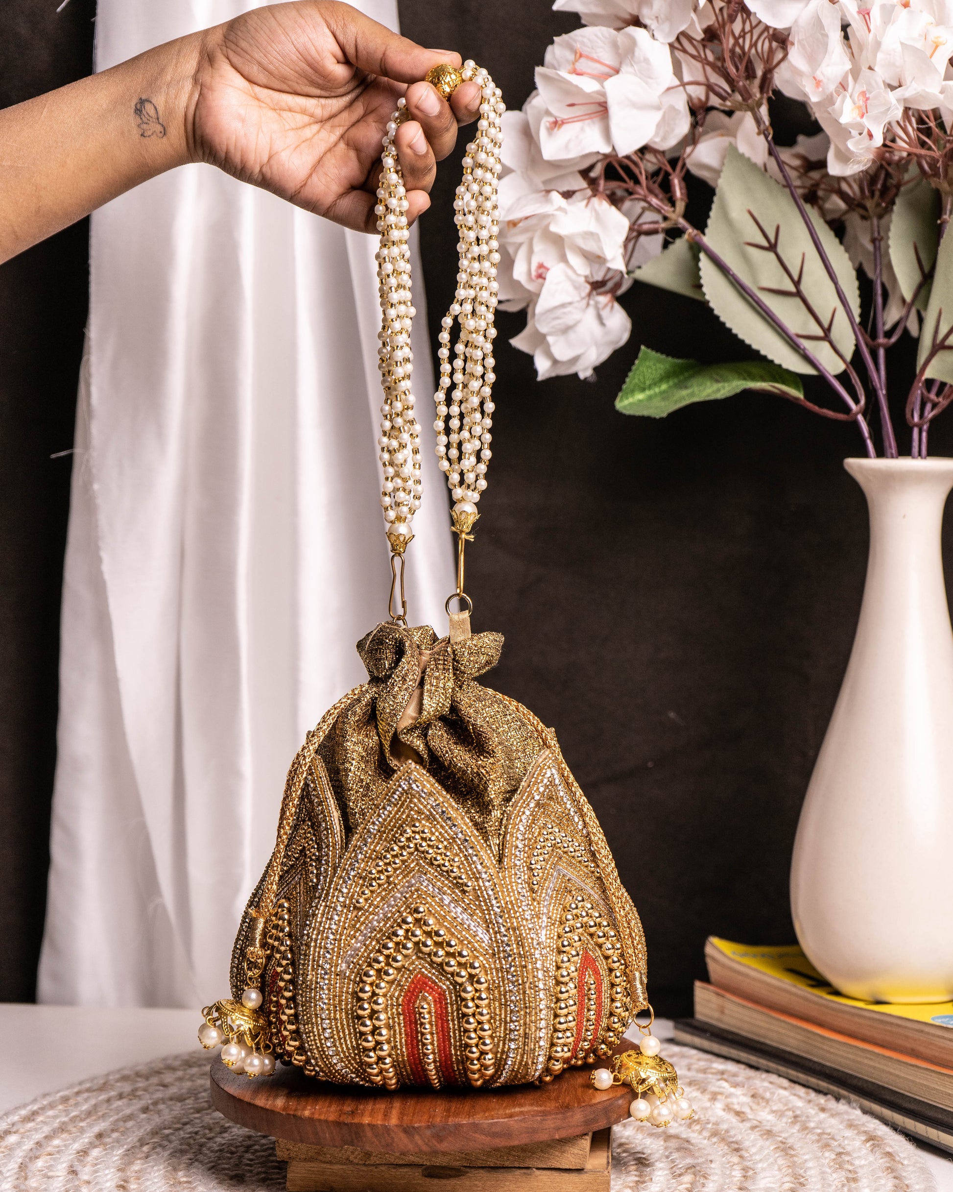 Golden Maharani Lotus Potli