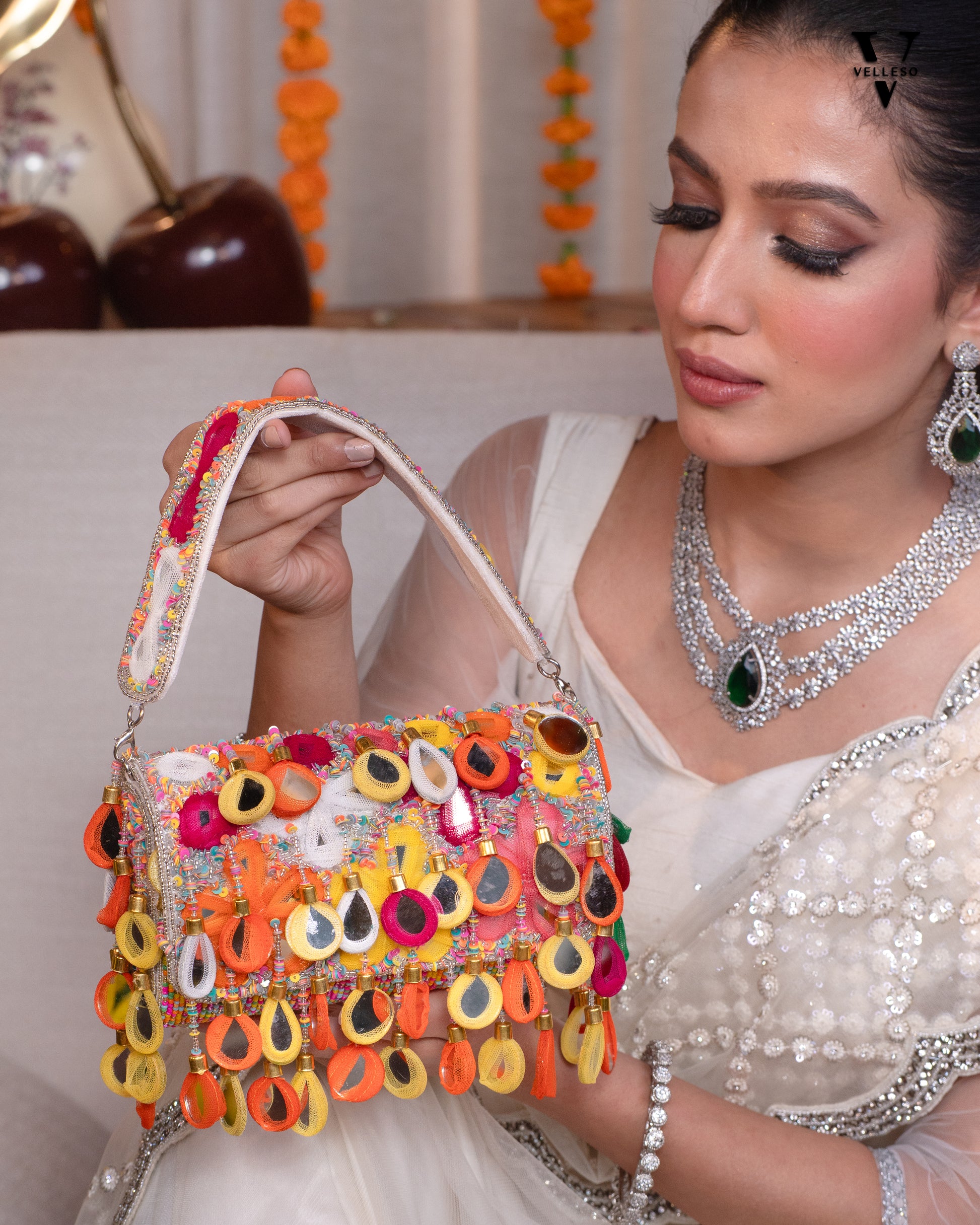 Maharani Rasrang Embellished Flap bag