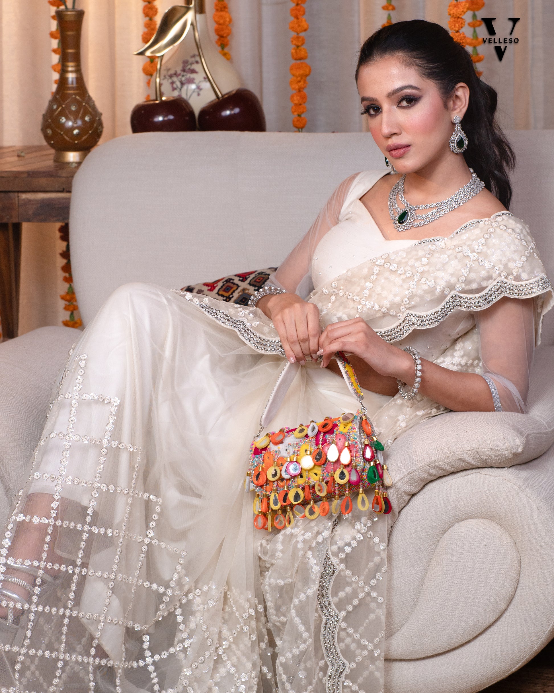 Maharani Rasrang Embellished Flap bag