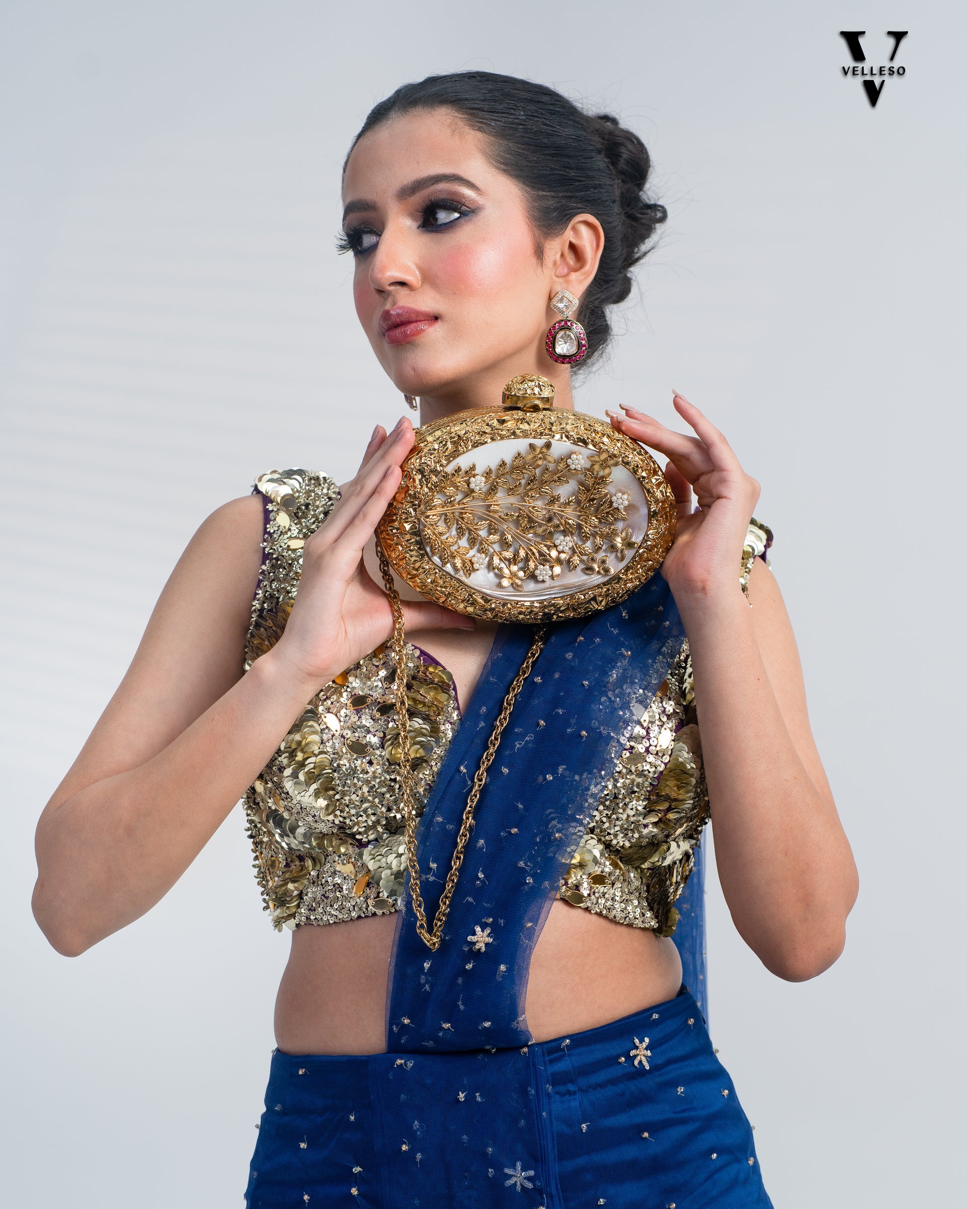 Regal Bloom Gilded MOP Clutch