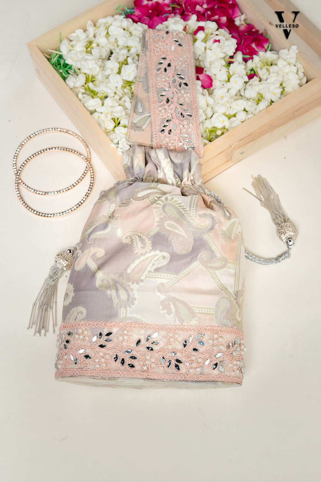 Aaira Blush Paisley Potli Bag
