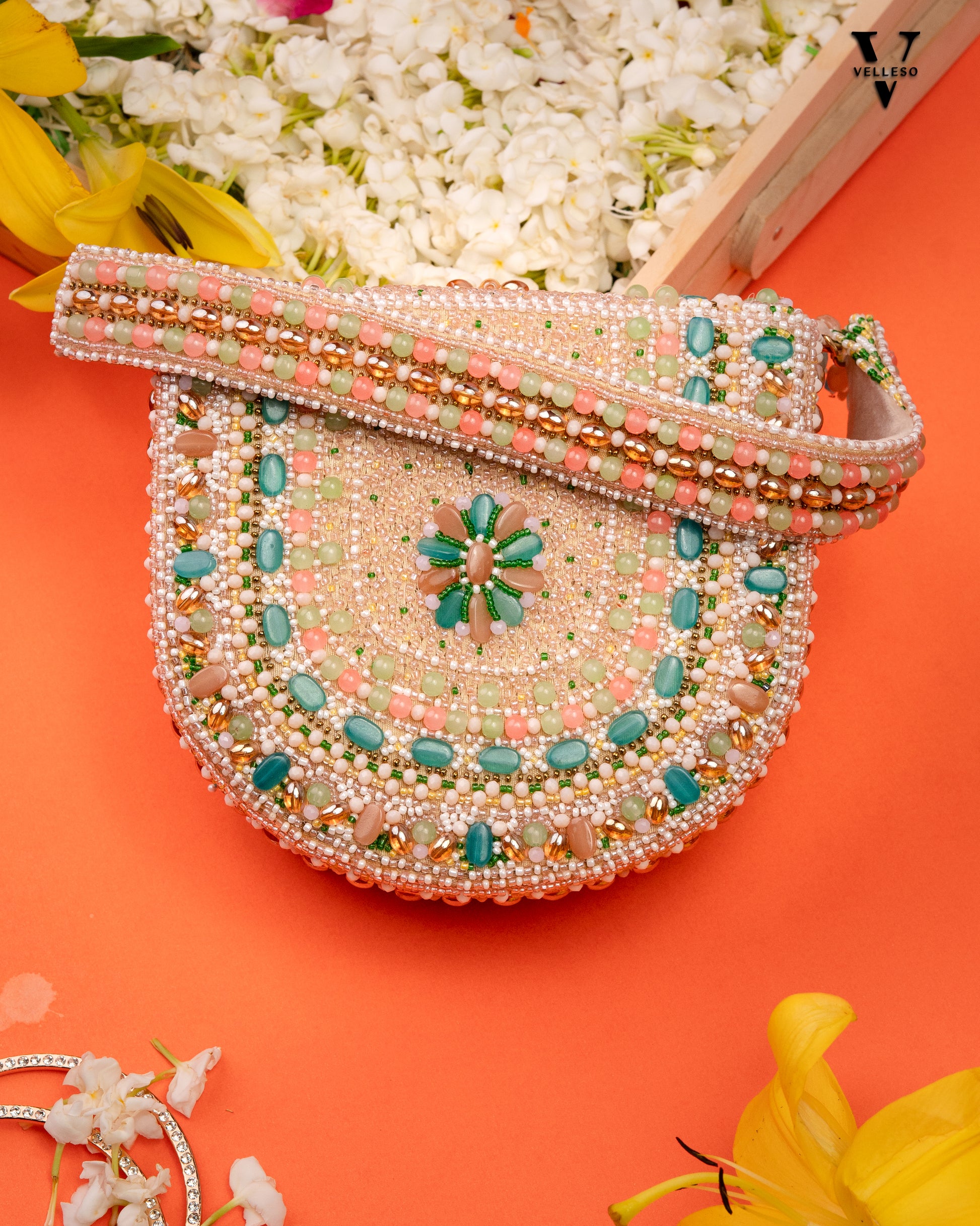 Seaside Bloom Beaded Handbag