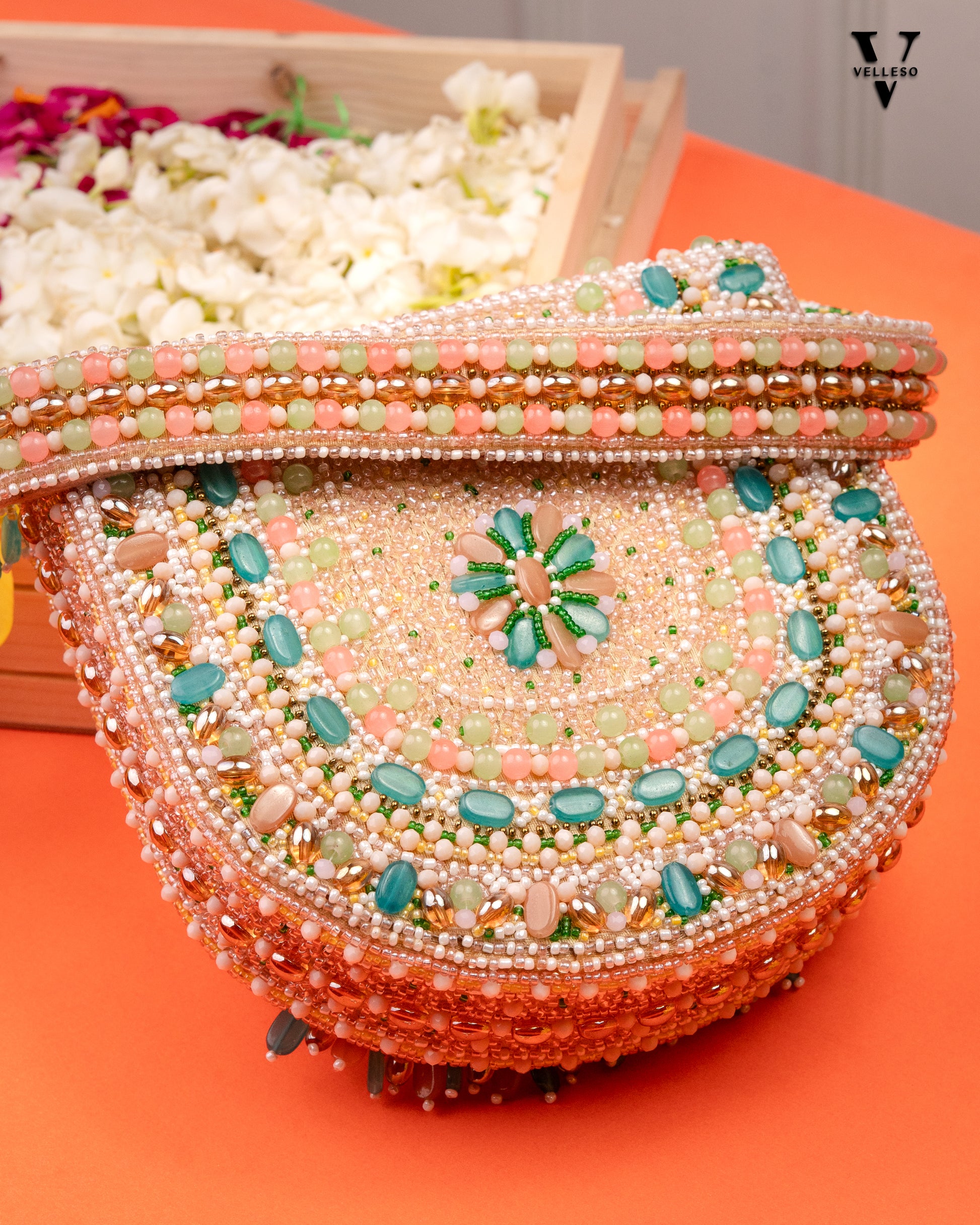 Seaside Bloom Beaded Handbag