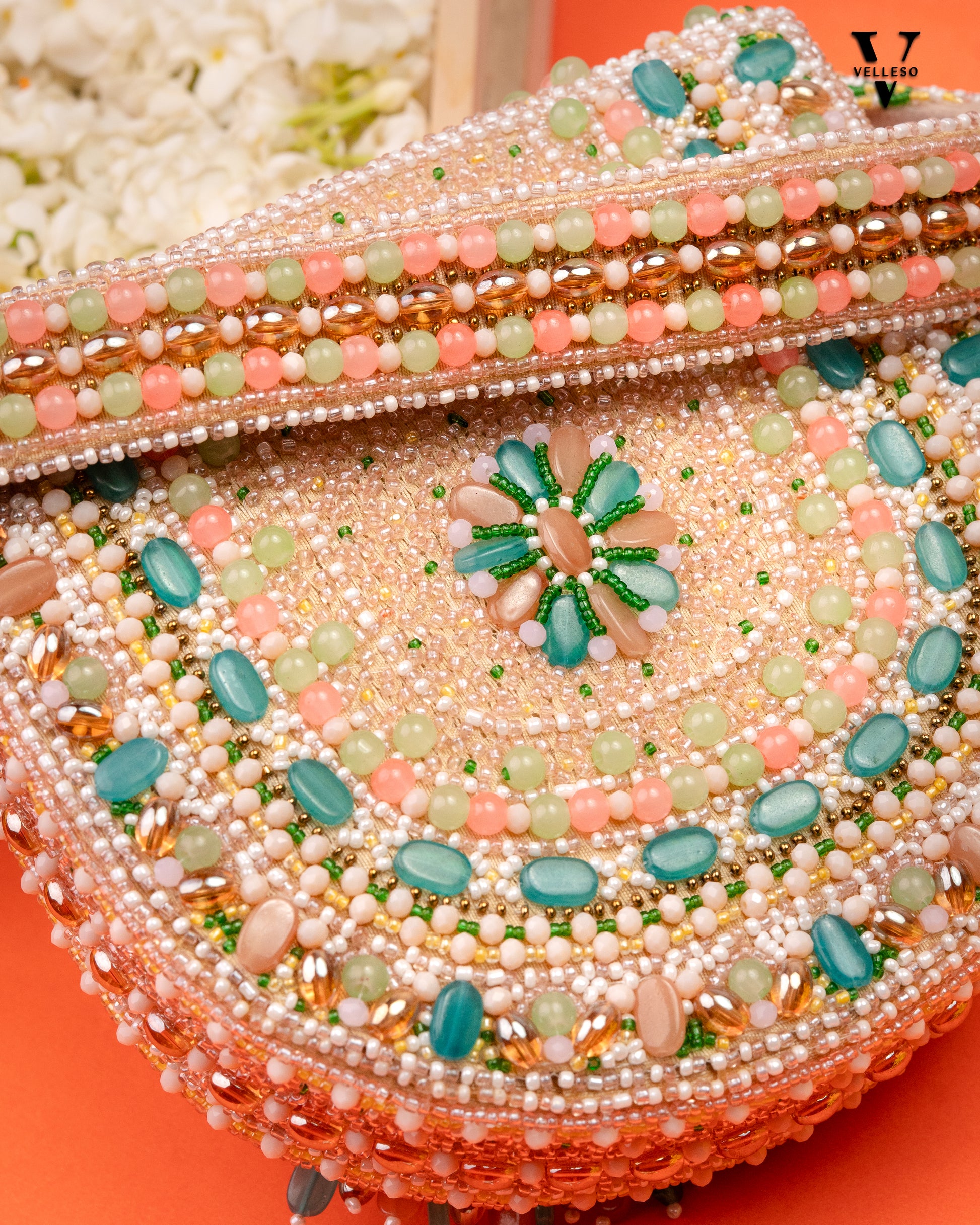 Seaside Bloom Beaded Handbag