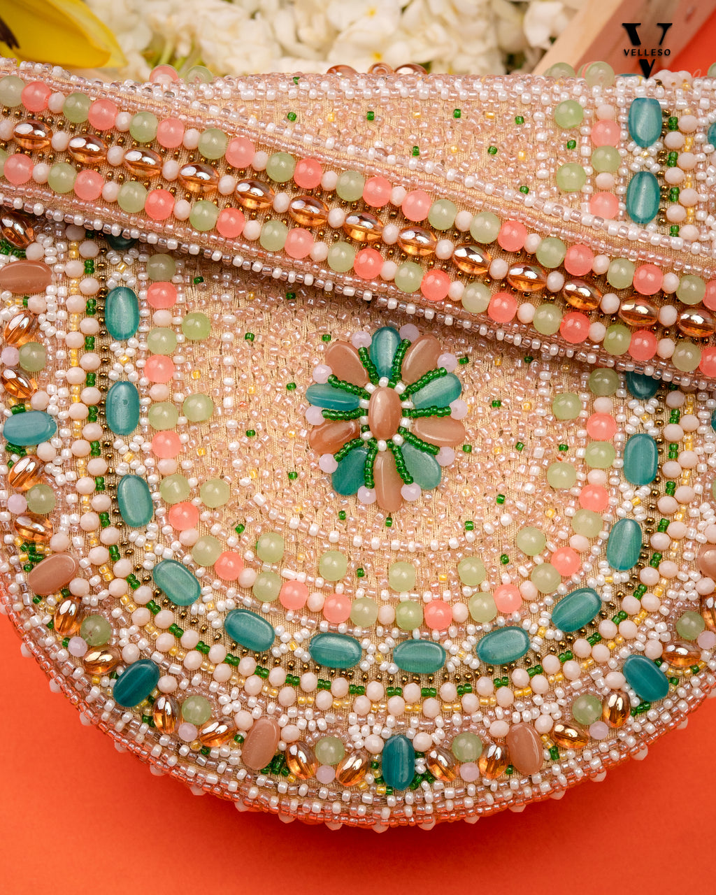 Seaside Bloom Beaded Handbag