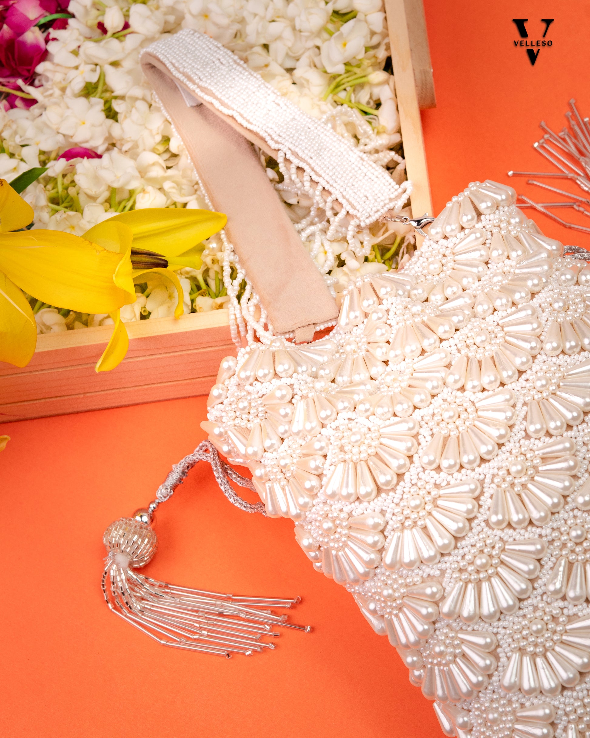 Ivory Tides Beaded Fringe Bag