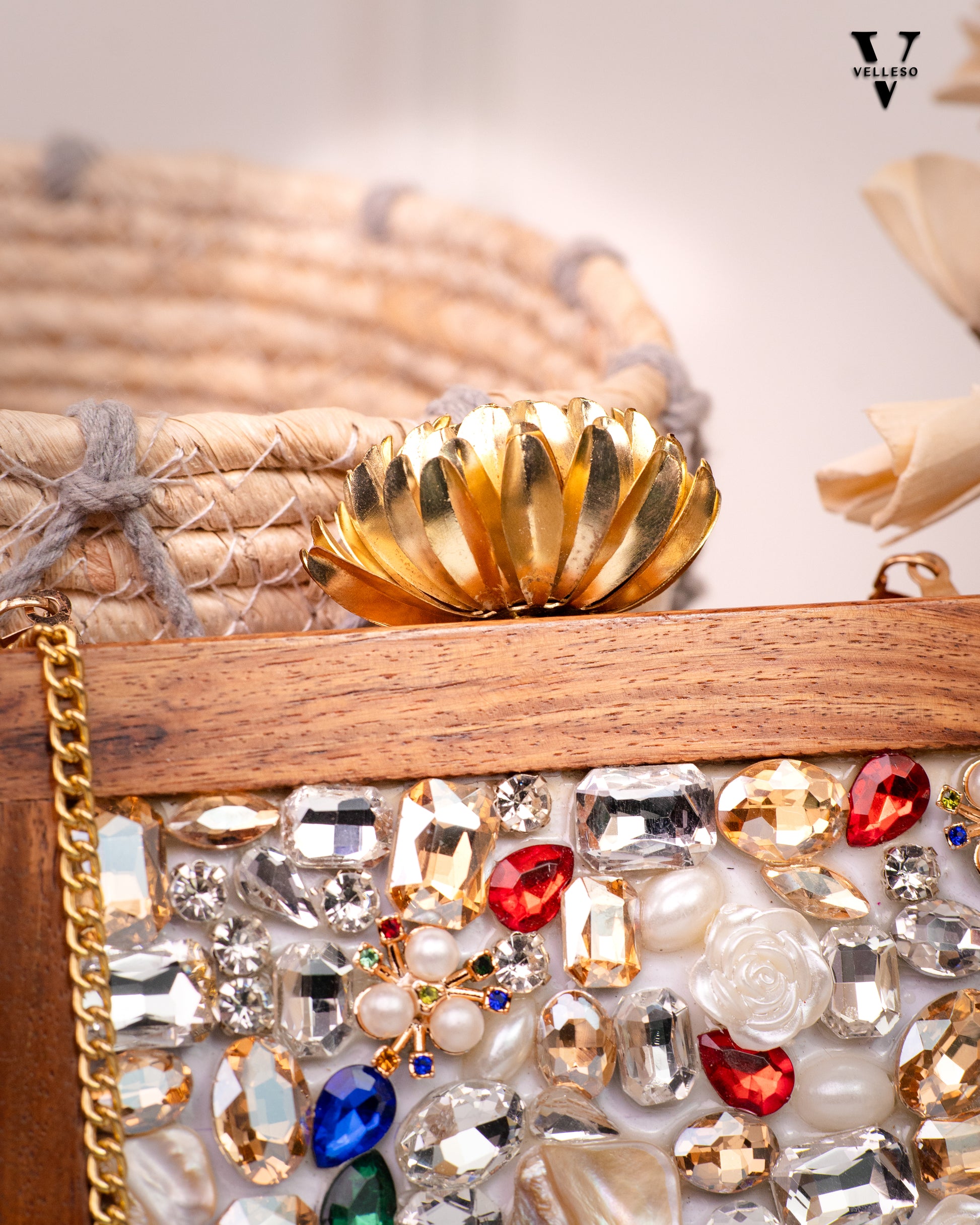 Zaria Jewelwood Clutch
