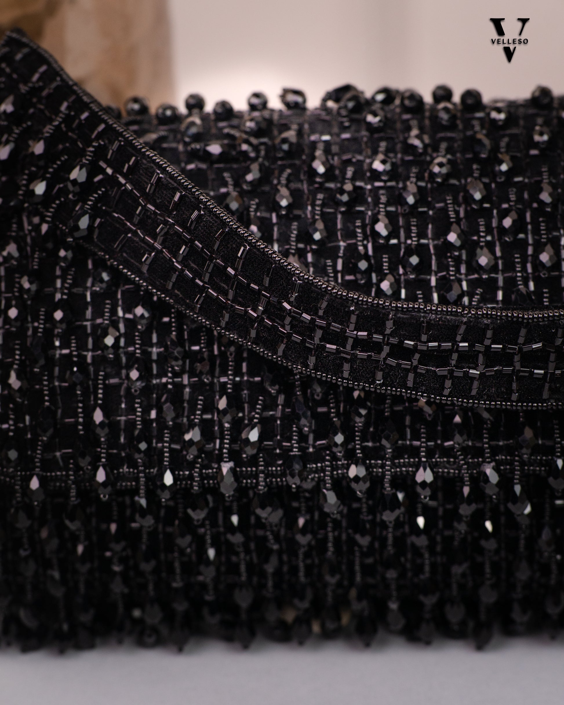 Noir Cascade Beaded Purse – Velleso Luxe Edit