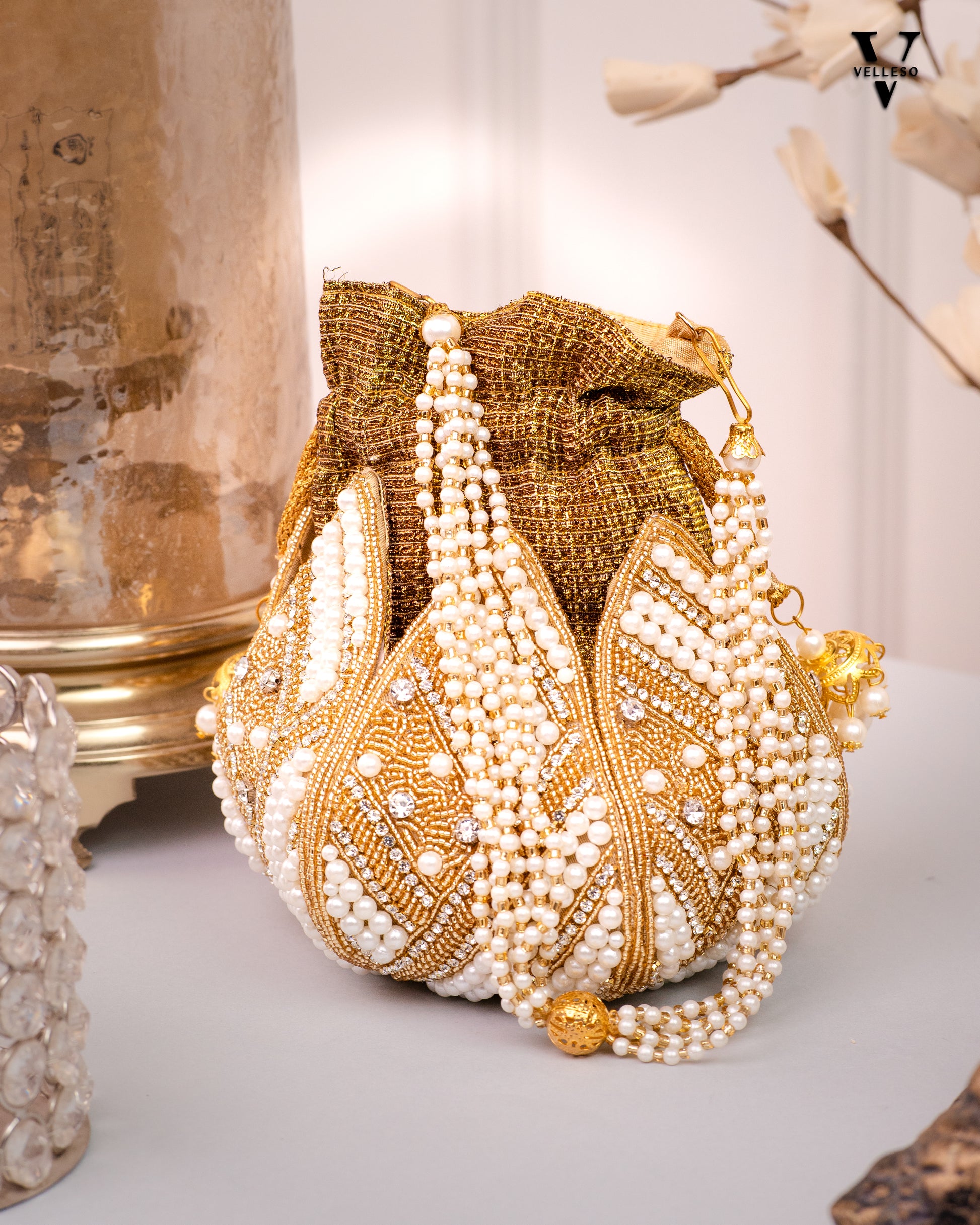 Golden Empress Lotus Potli