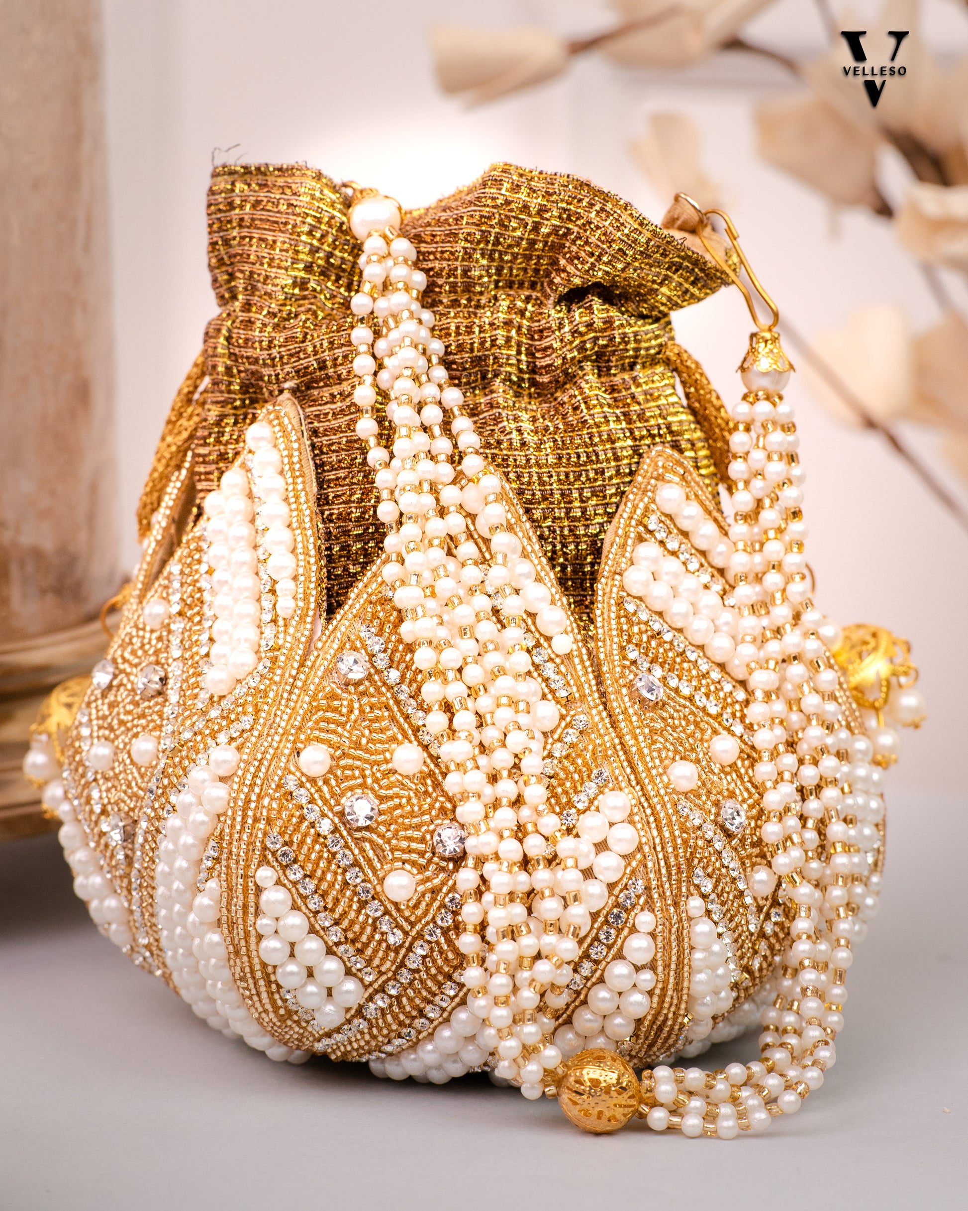 Golden Empress Lotus Potli