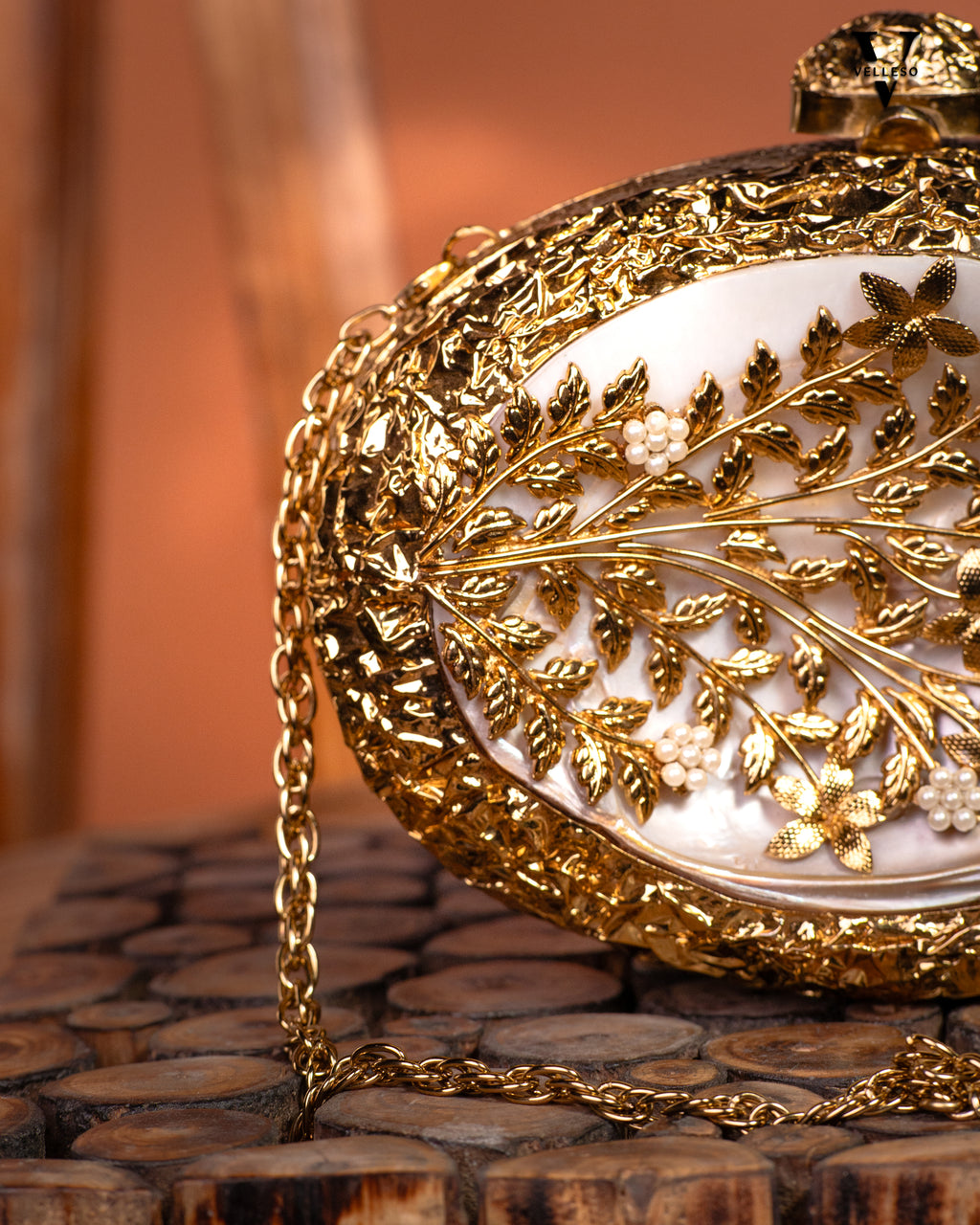 Regal Bloom Gilded MOP Clutch