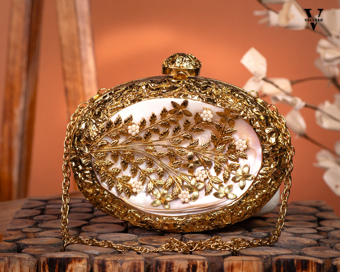 Regal Bloom Gilded MOP Clutch