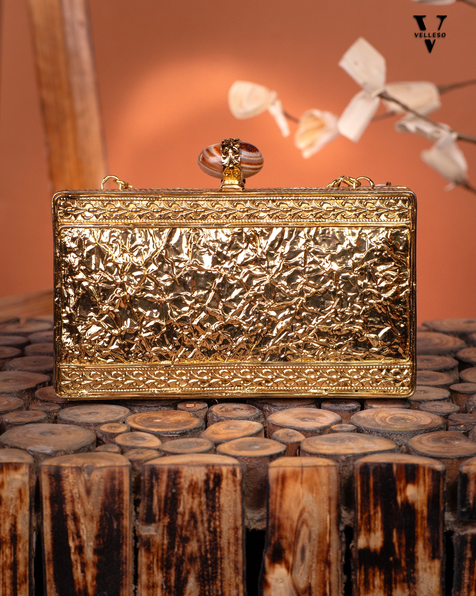 Indira Gemstone Clutch – Mother of Pearl Frame with Crystal Embellishments
