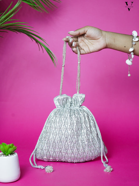 velleso silver potli bag