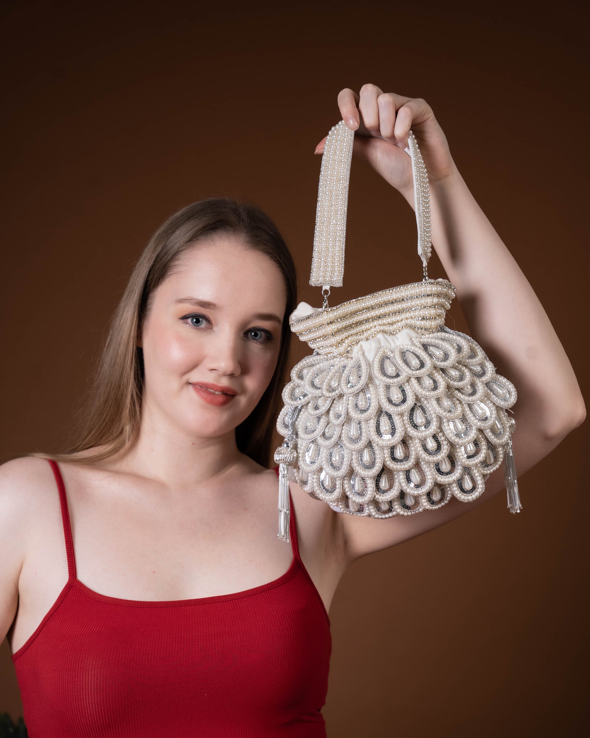 Zafrina Silver Royale Potli Bag