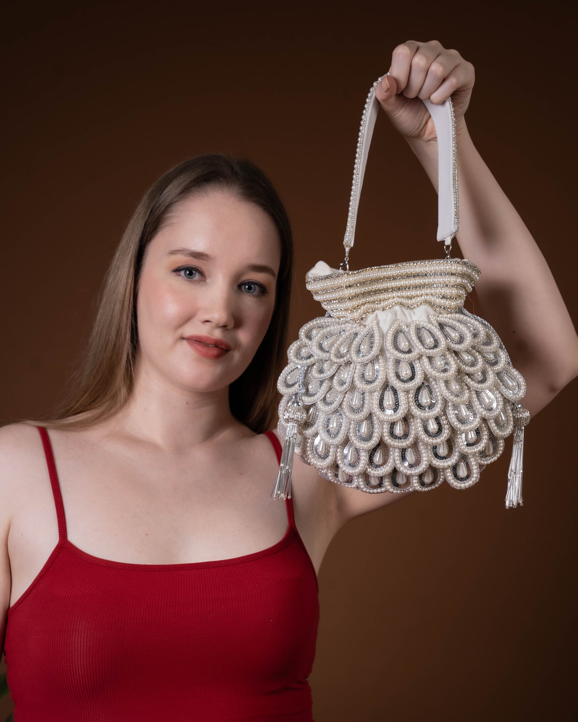 Zafrina Silver Royale Potli Bag