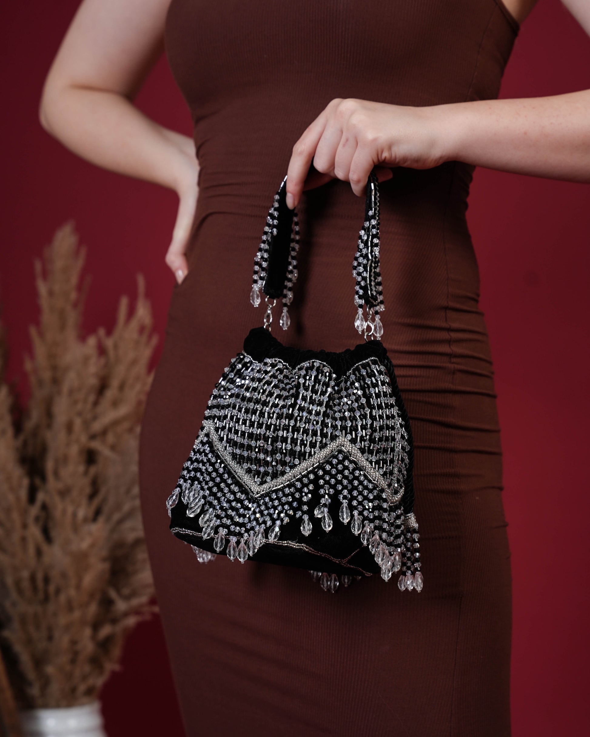 Elira Crystal Fringe Potli
