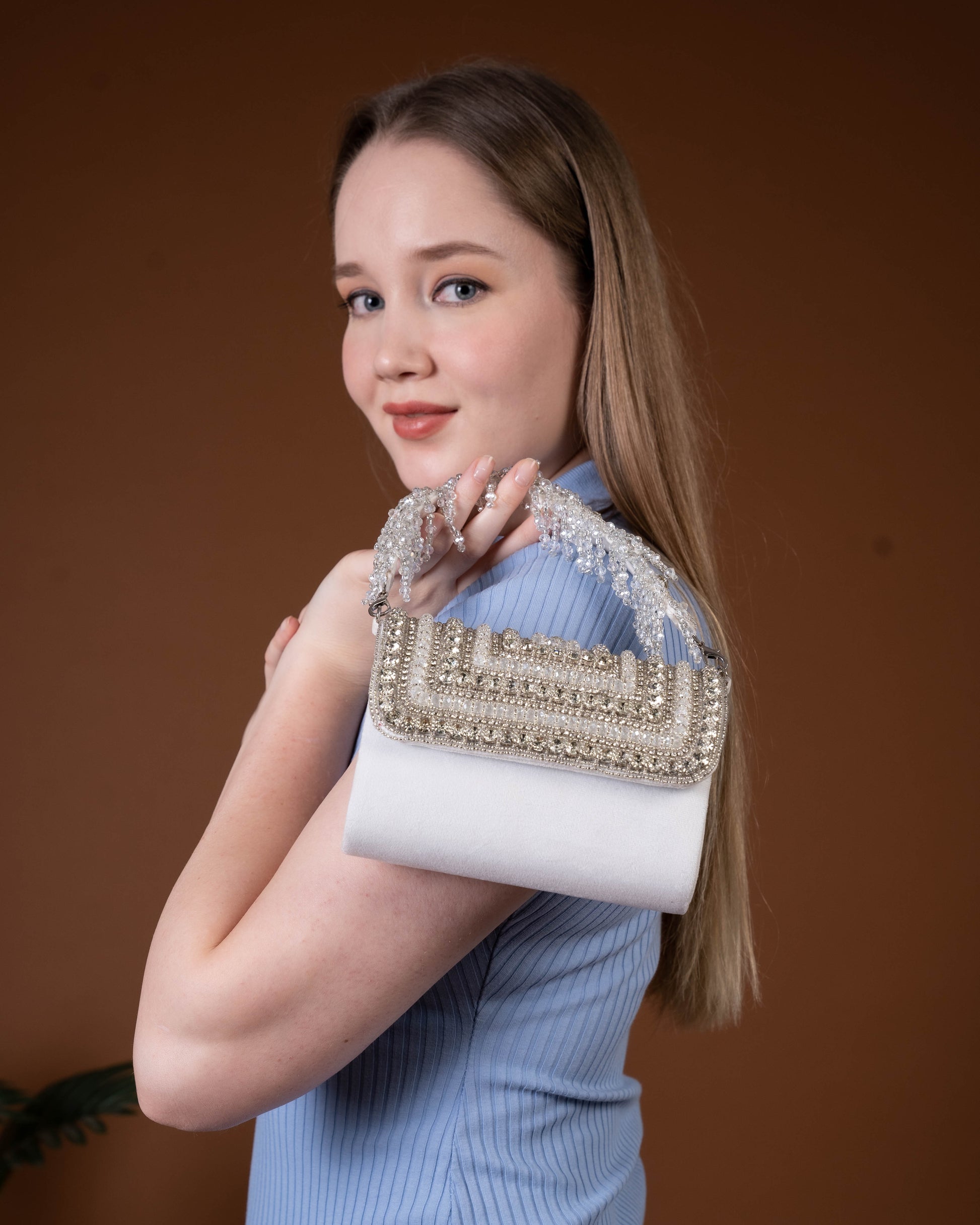 Nouréa Crystal Pearl Flap Bag