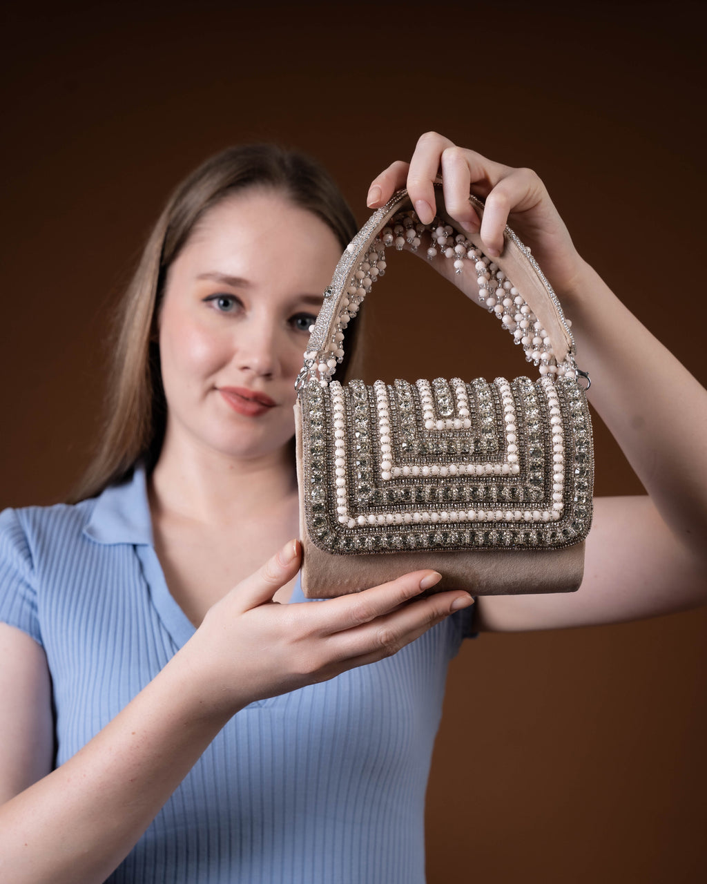 Nouréa Crystal Pearl Flap Bag