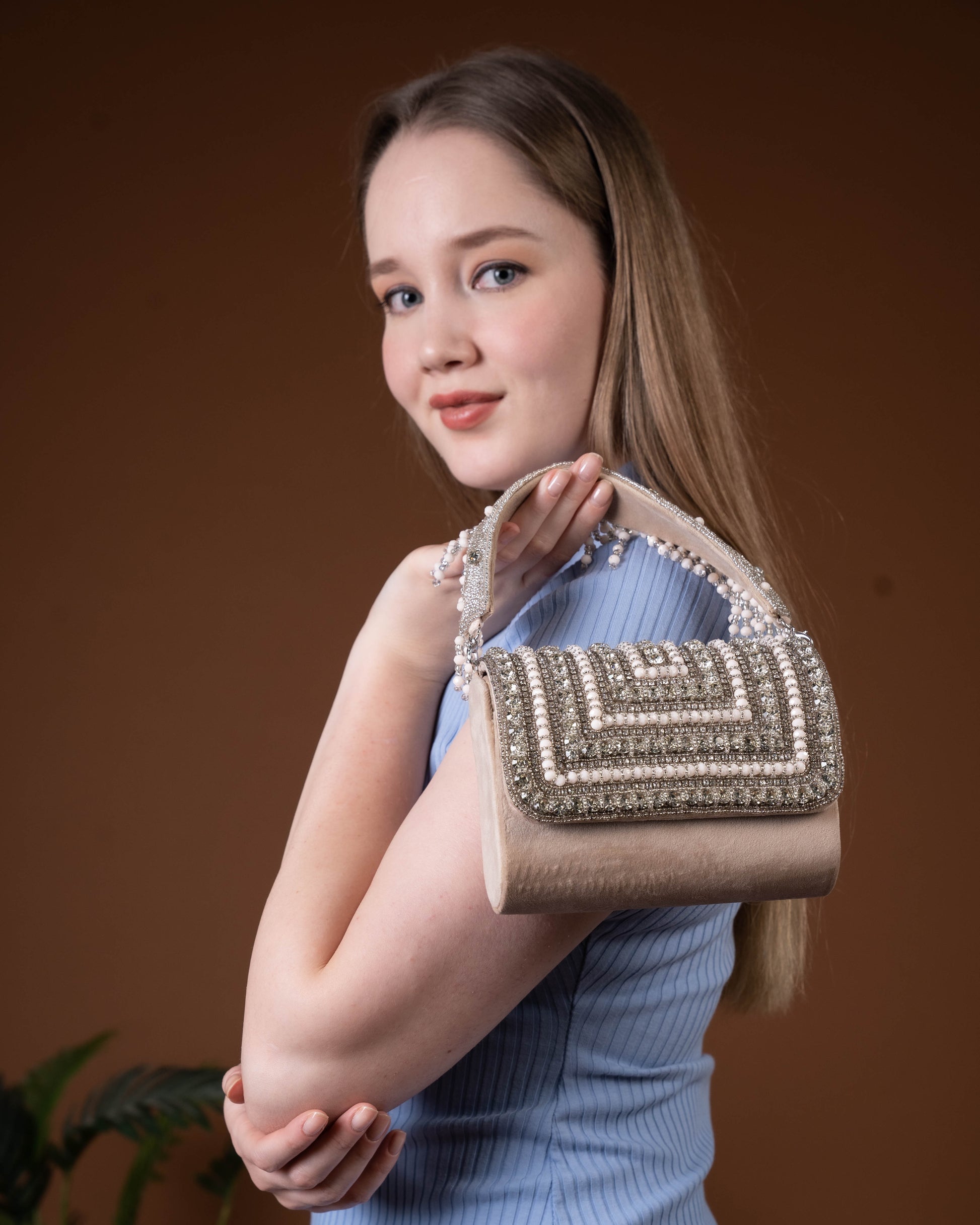 Nouréa Crystal Pearl Flap Bag