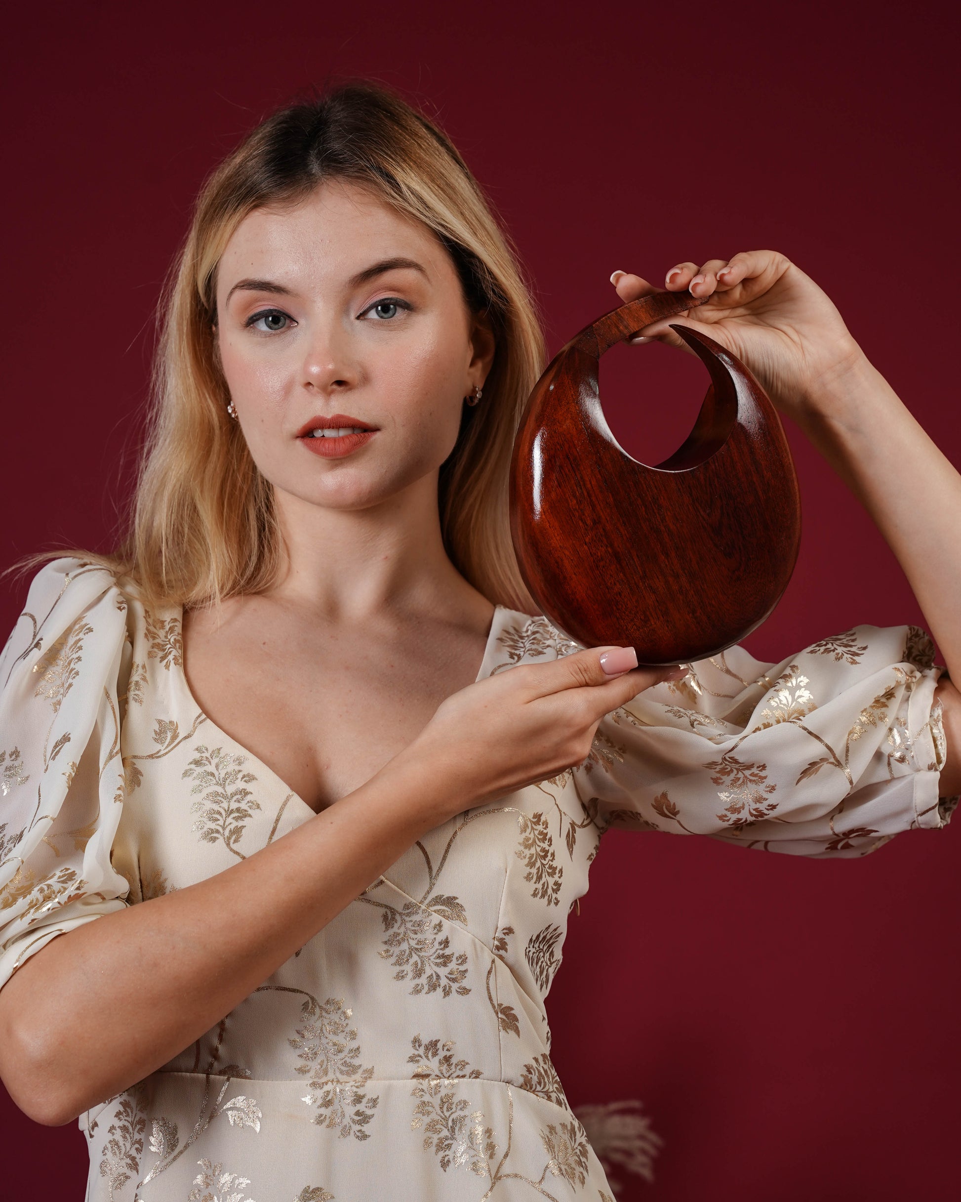 Gaia Crescent Wooden Clutch