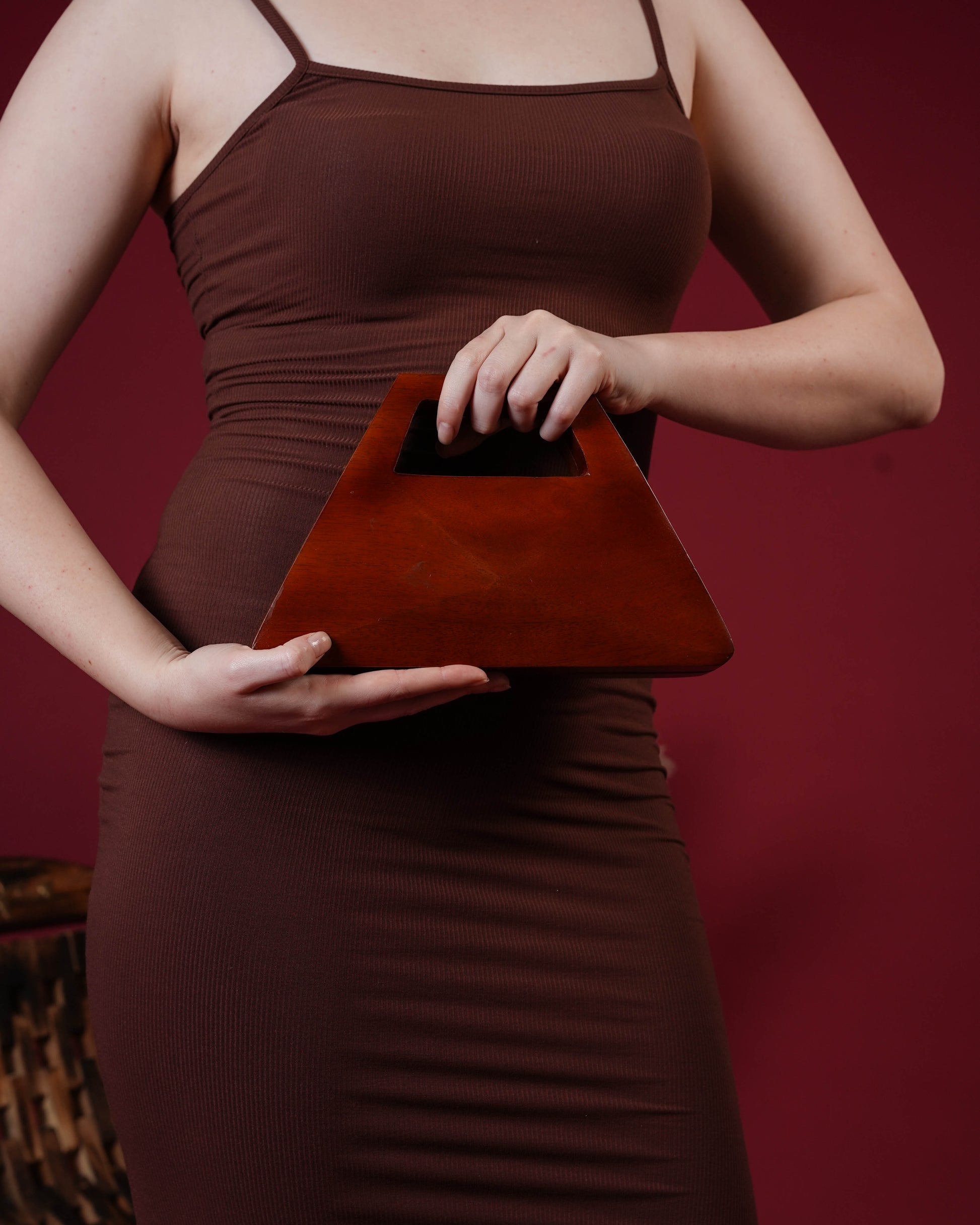 Aranya Trapeze Wooden Clutch